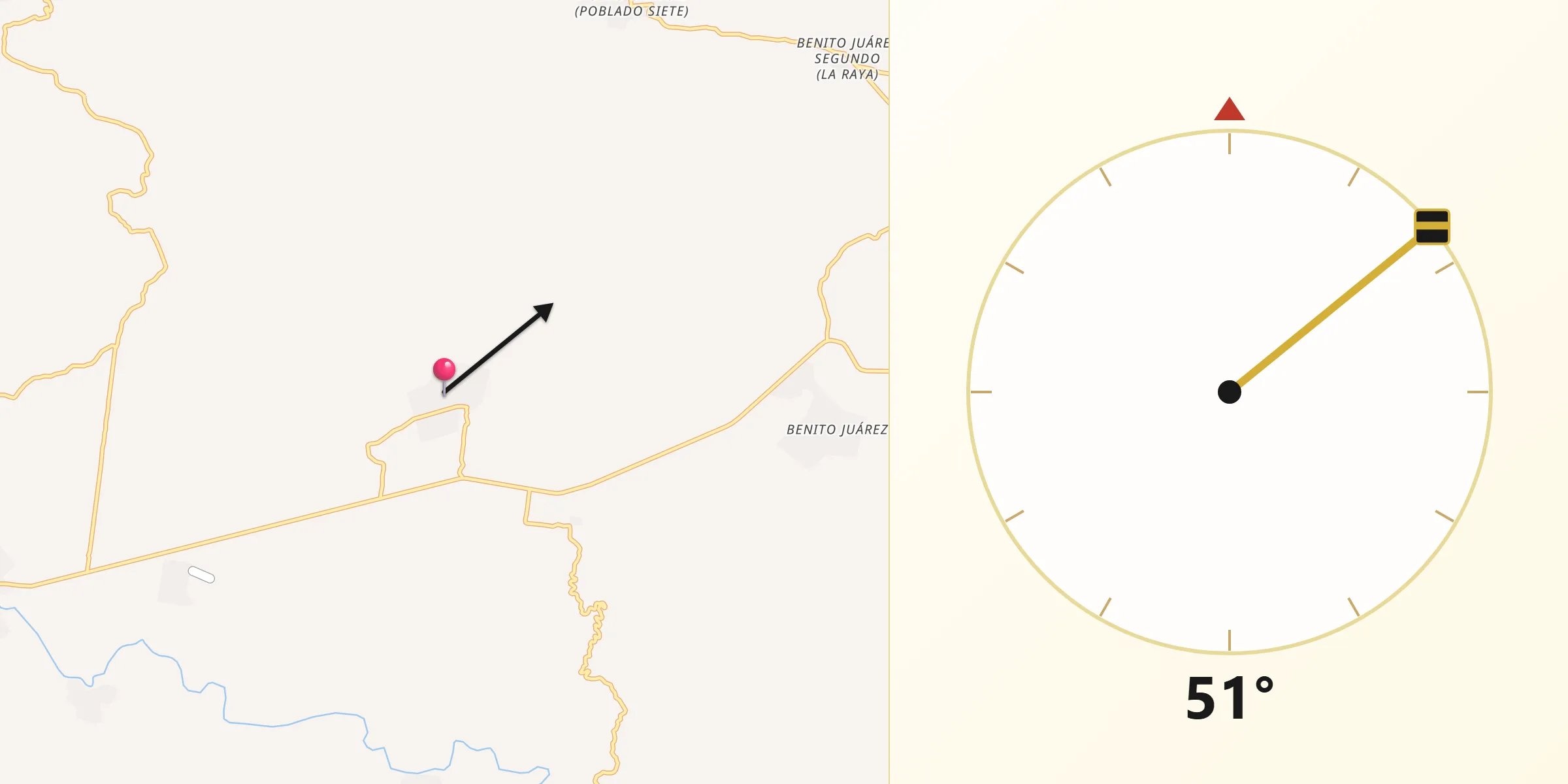 Dirección de la Qibla desde Poblado Cinco