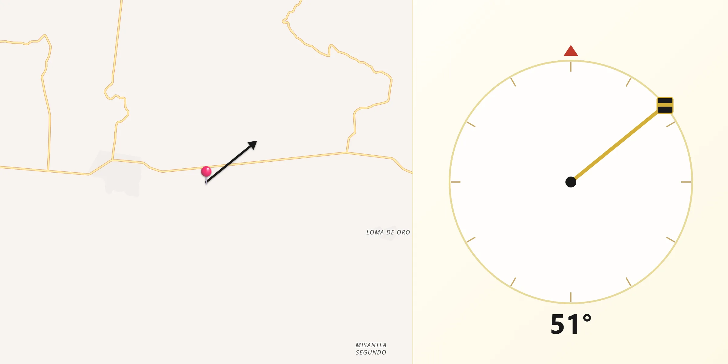 Dirección de la Qibla desde Uxpanapa