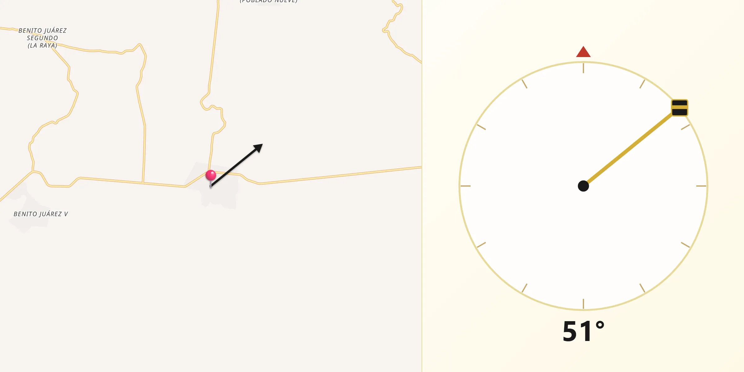 Dirección de la Qibla desde Poblado 10