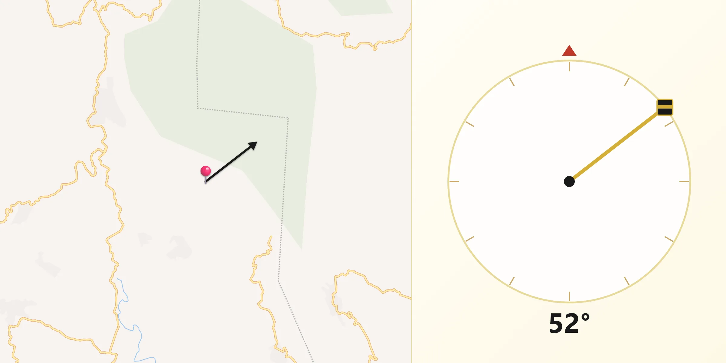 Dirección de la Qibla desde Unión Juárez