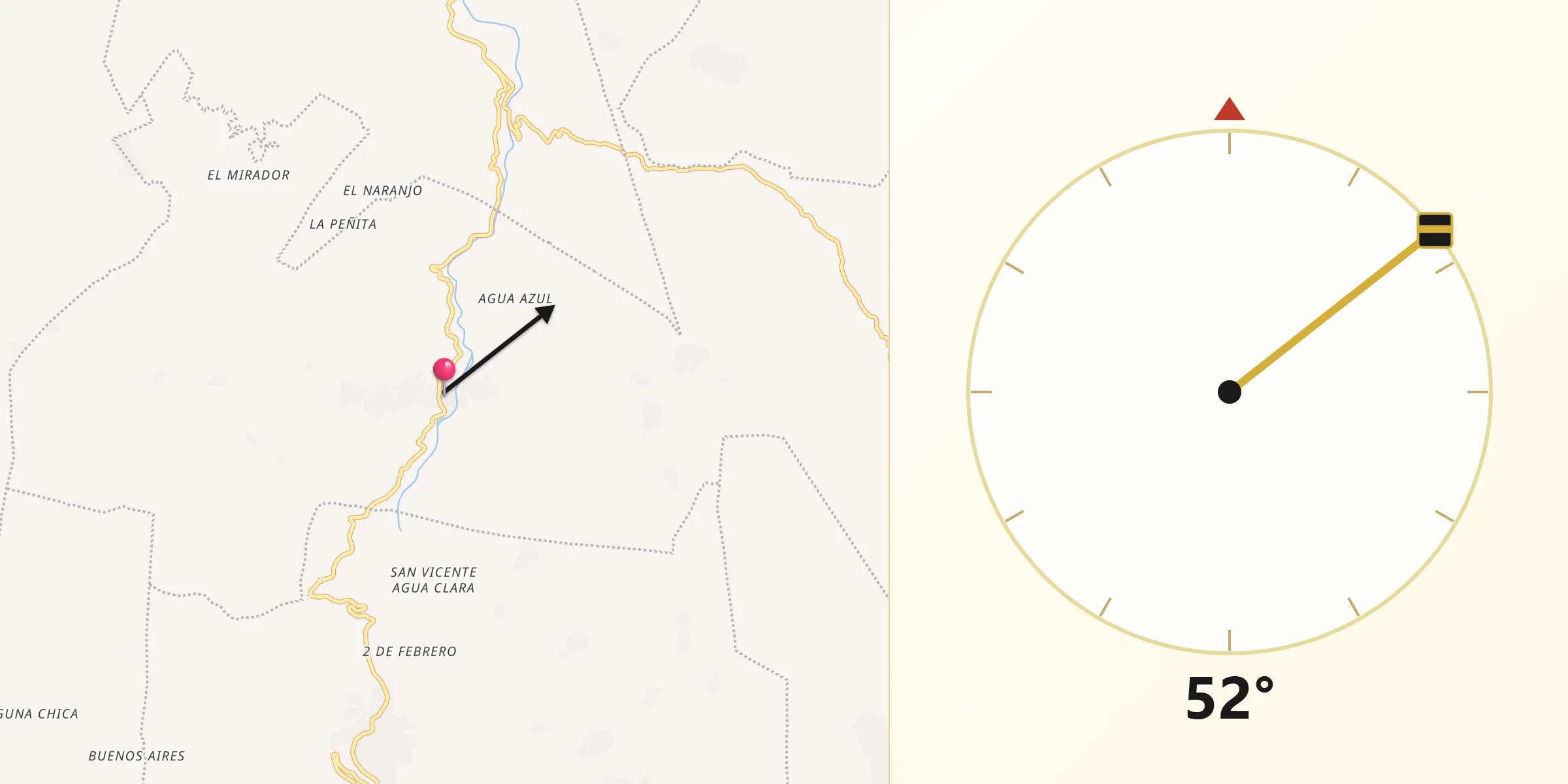 Dirección de la Qibla desde Ixhuatán