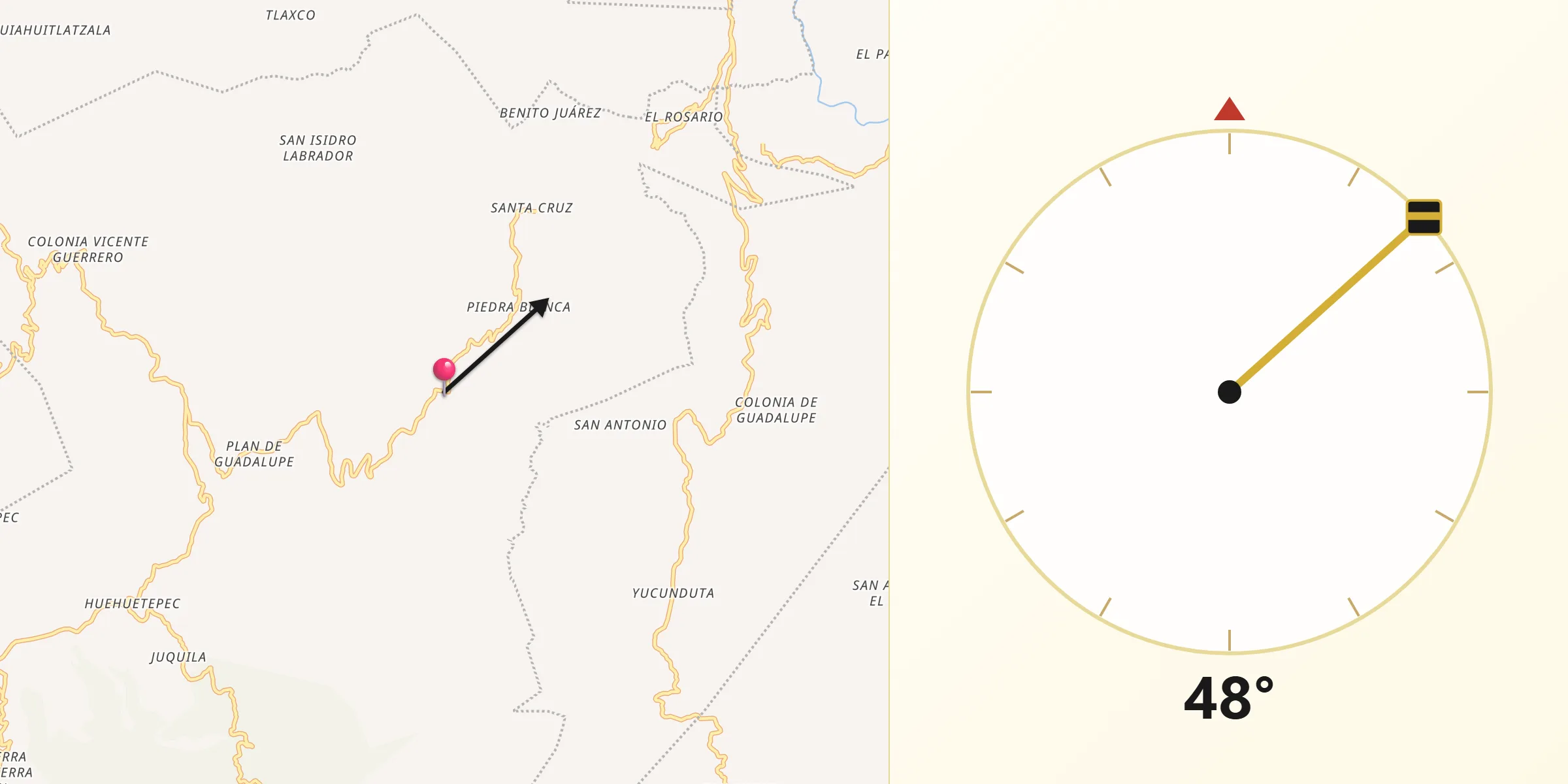 Dirección de la Qibla desde Zilacayotitlán