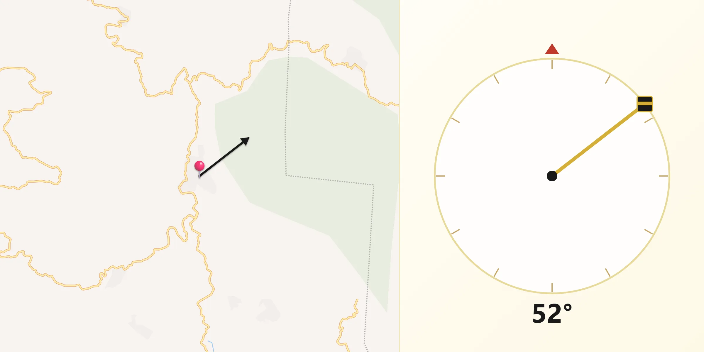 Dirección de la Qibla desde Tila