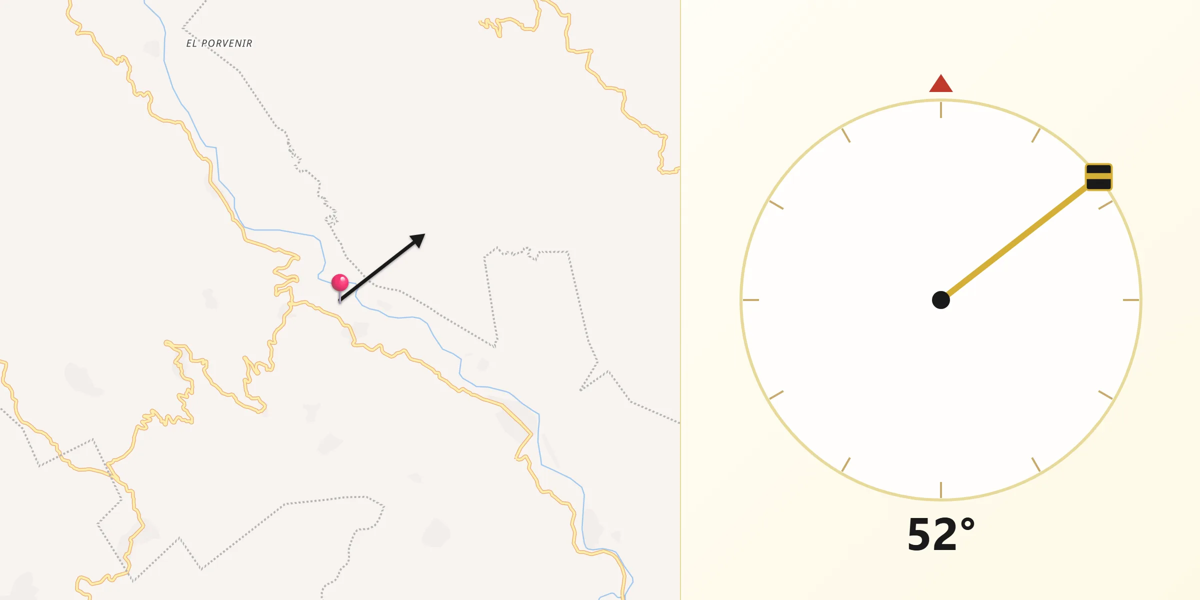 Dirección de la Qibla desde Sabanilla