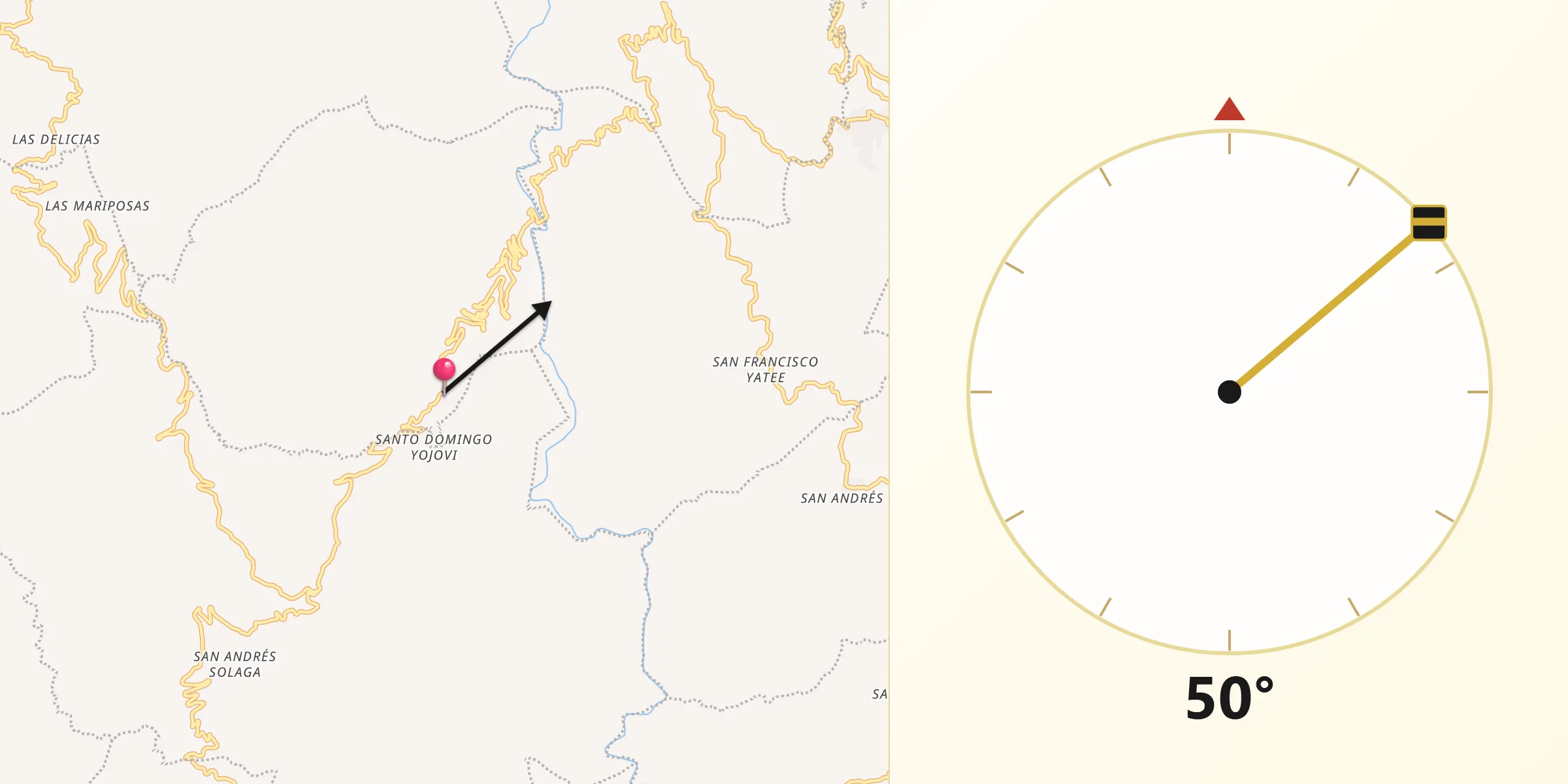 Dirección de la Qibla desde San Juan Tabaá