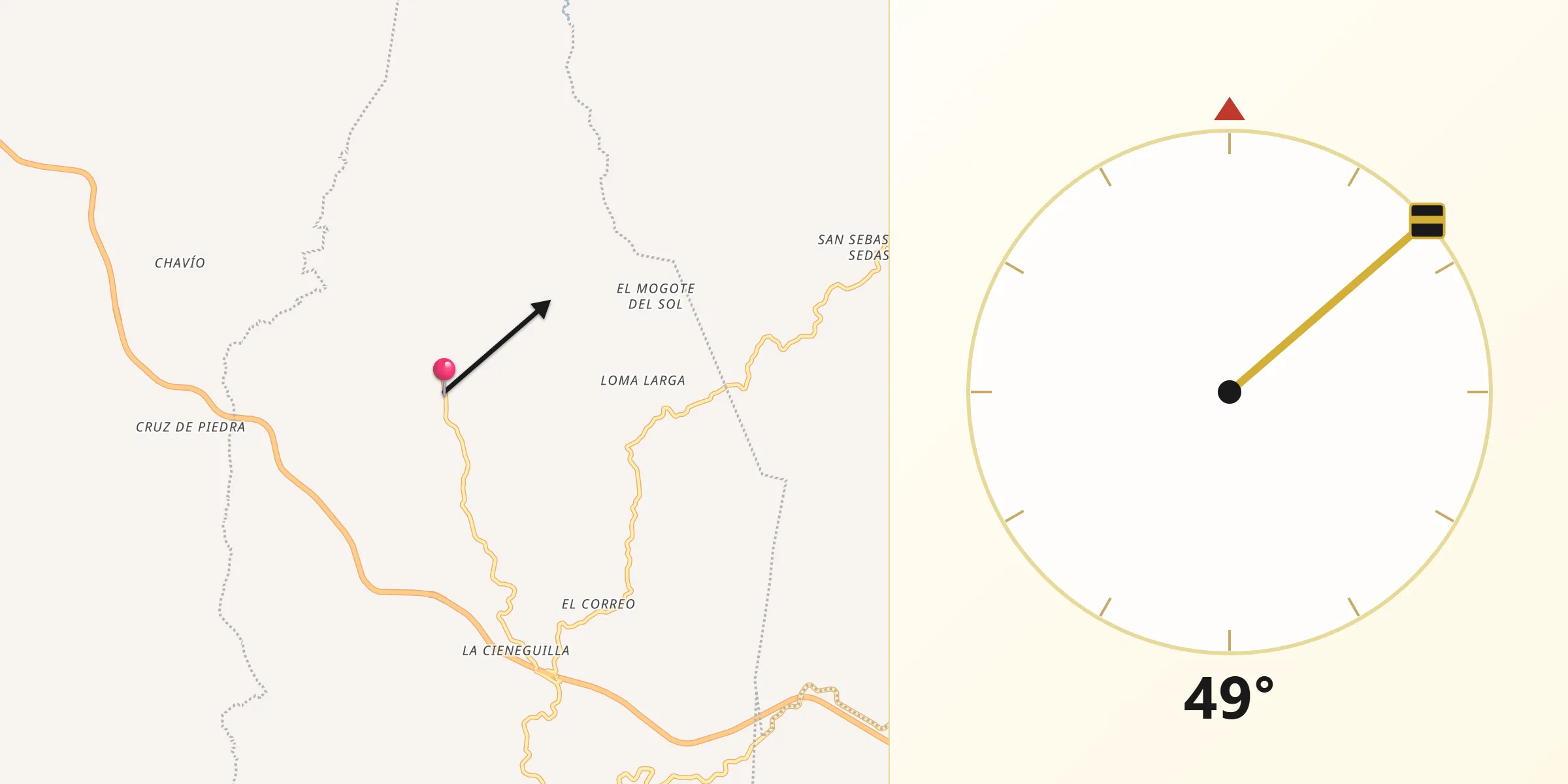 Dirección de la Qibla desde Santiago Tenango