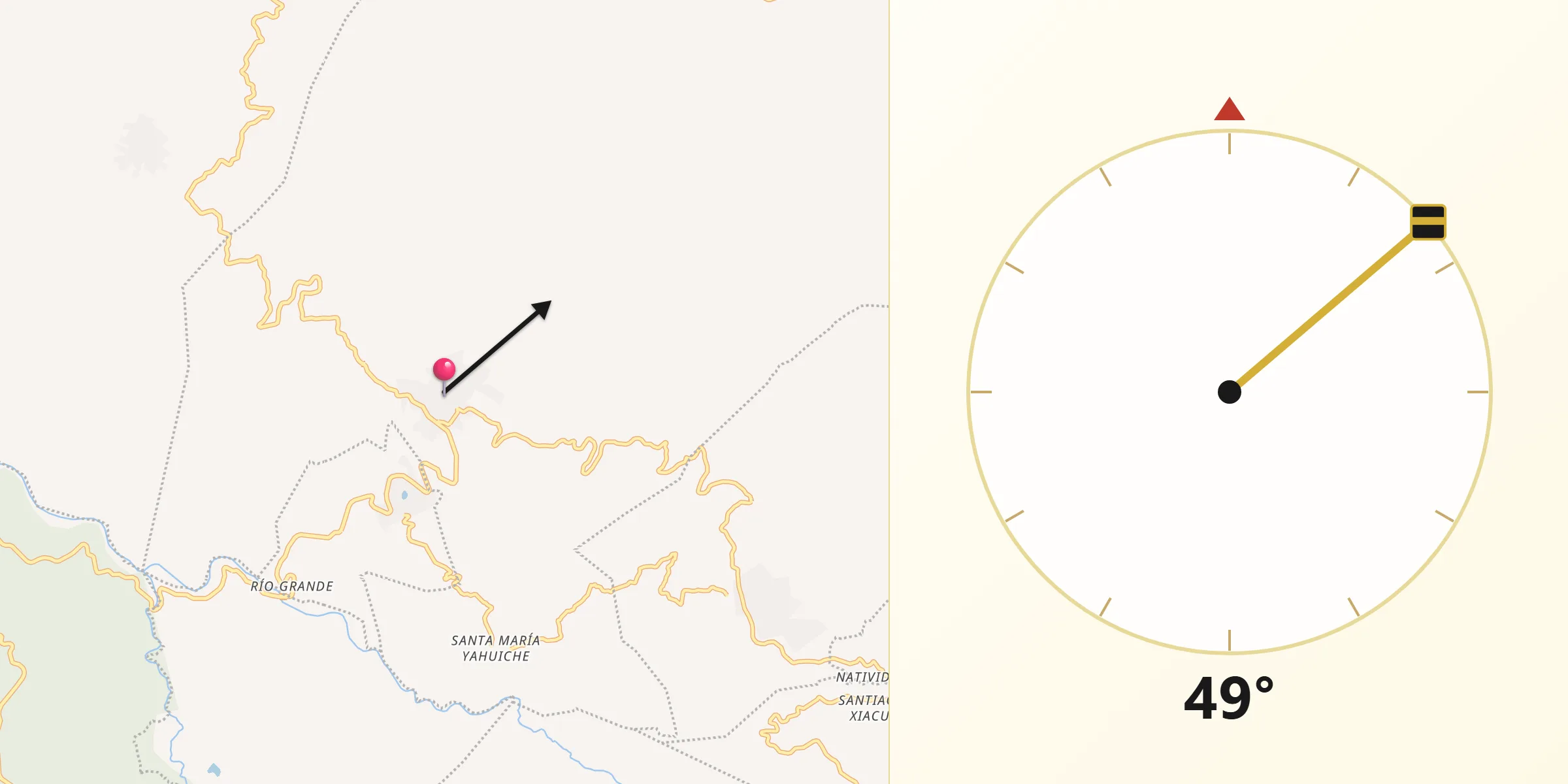 Dirección de la Qibla desde Ixtlán de Juárez