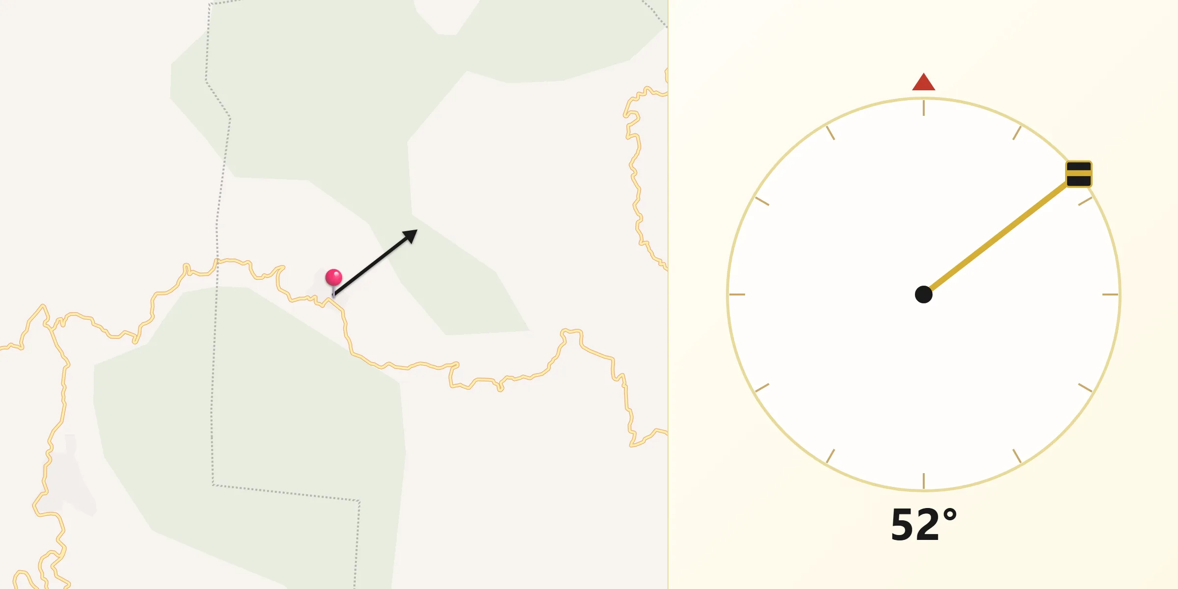 Dirección de la Qibla desde Mariscal Subikuski