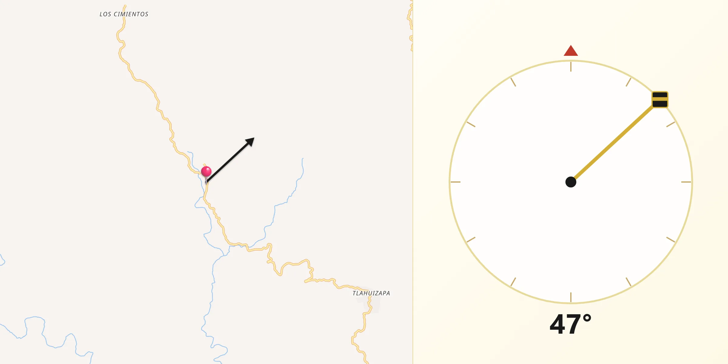 Dirección de la Qibla desde Coacoyulillo