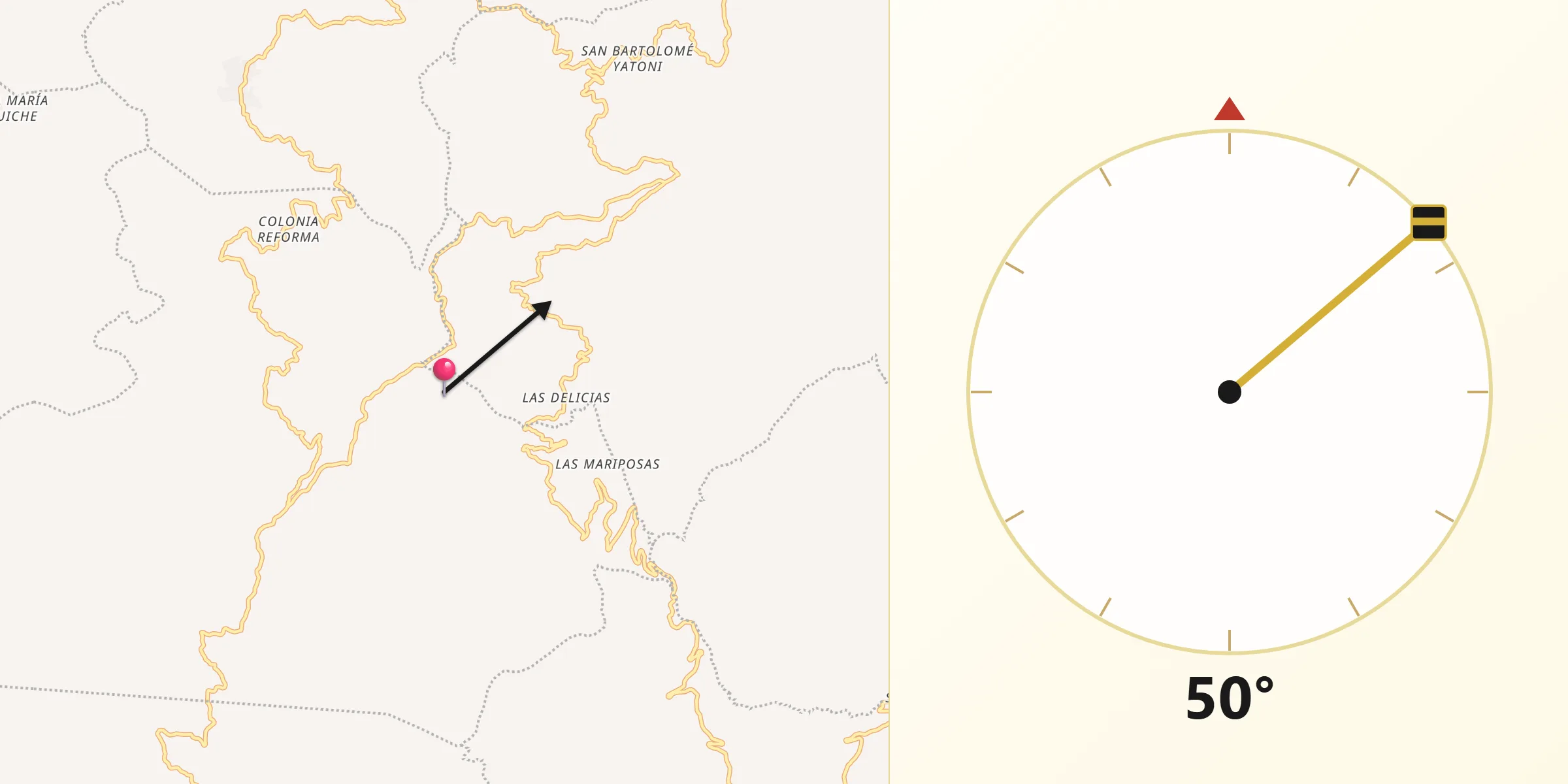 Dirección de la Qibla desde San Juan Juquila Vijanos