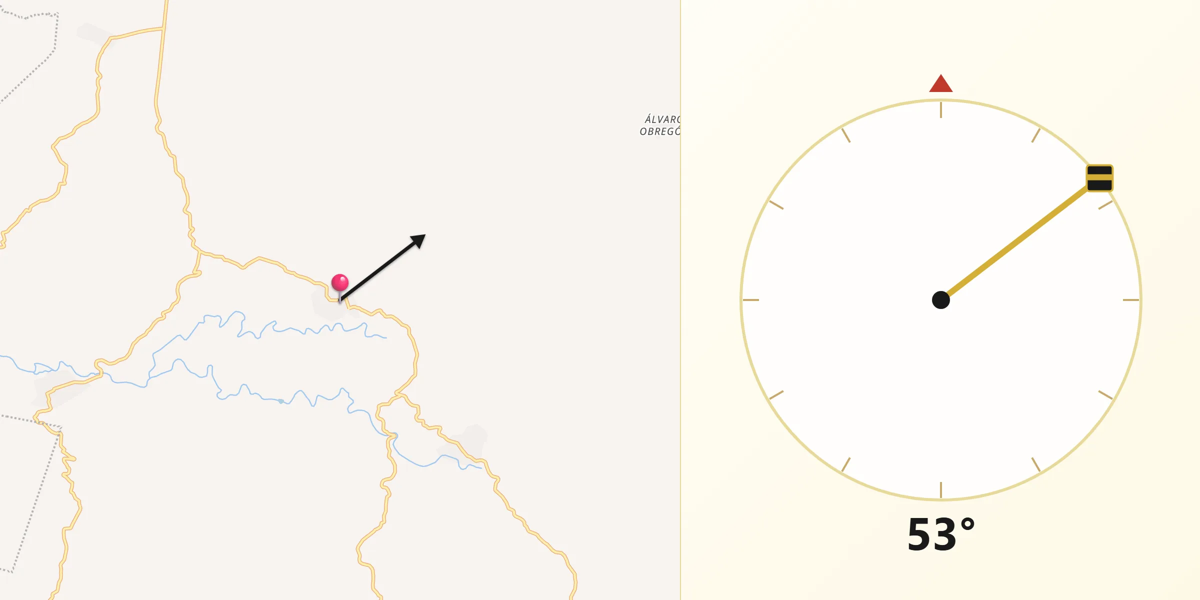 Dirección de la Qibla desde Arimatea