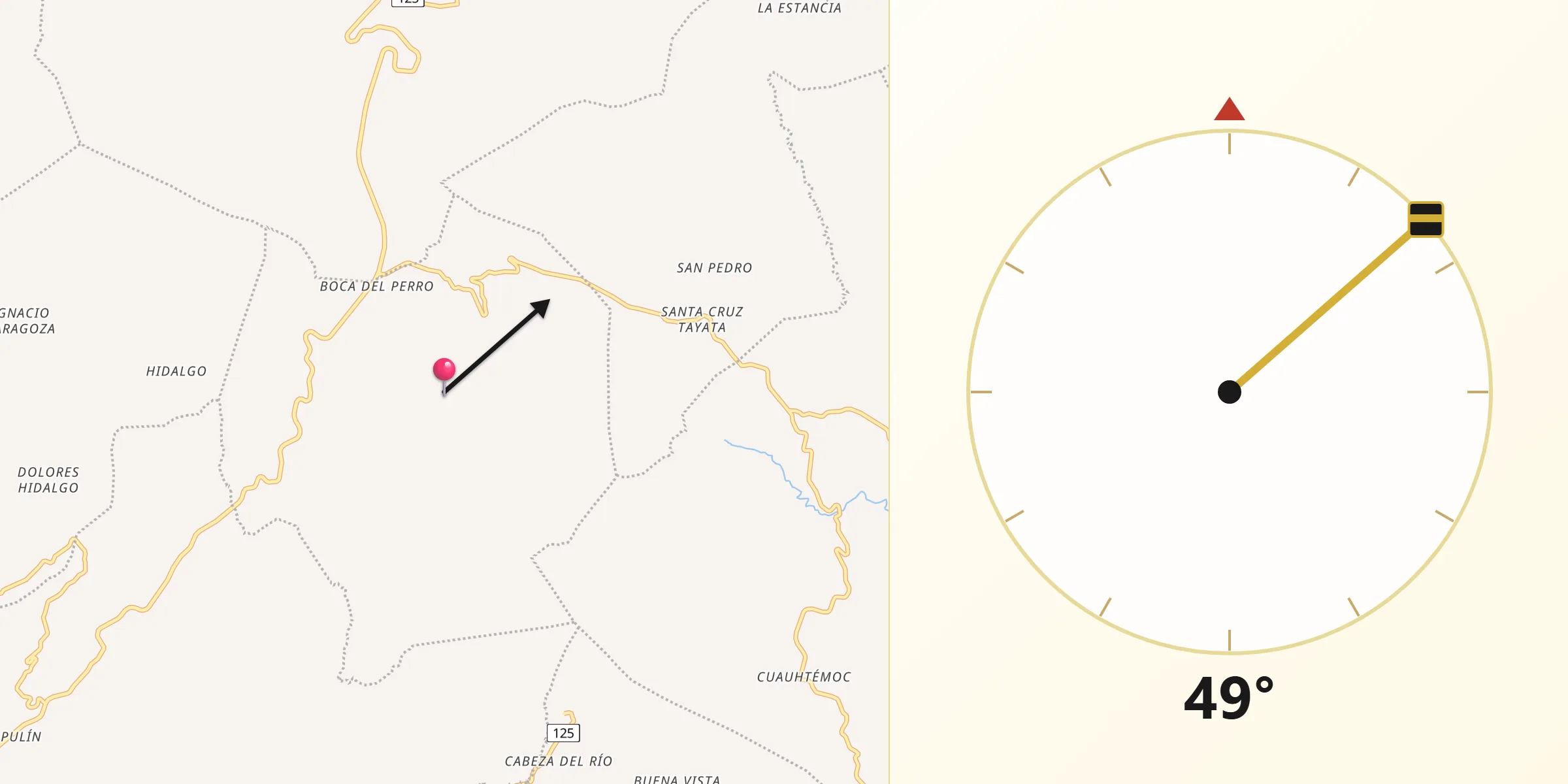 Dirección de la Qibla desde Santa María del Rosario