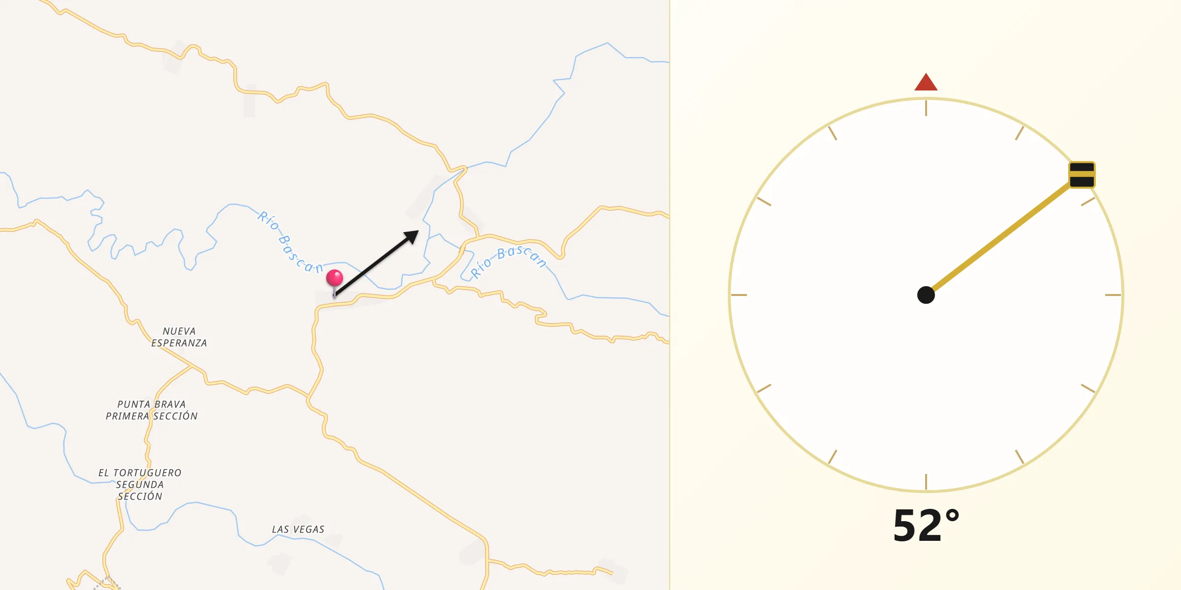 Dirección de la Qibla desde Santa María