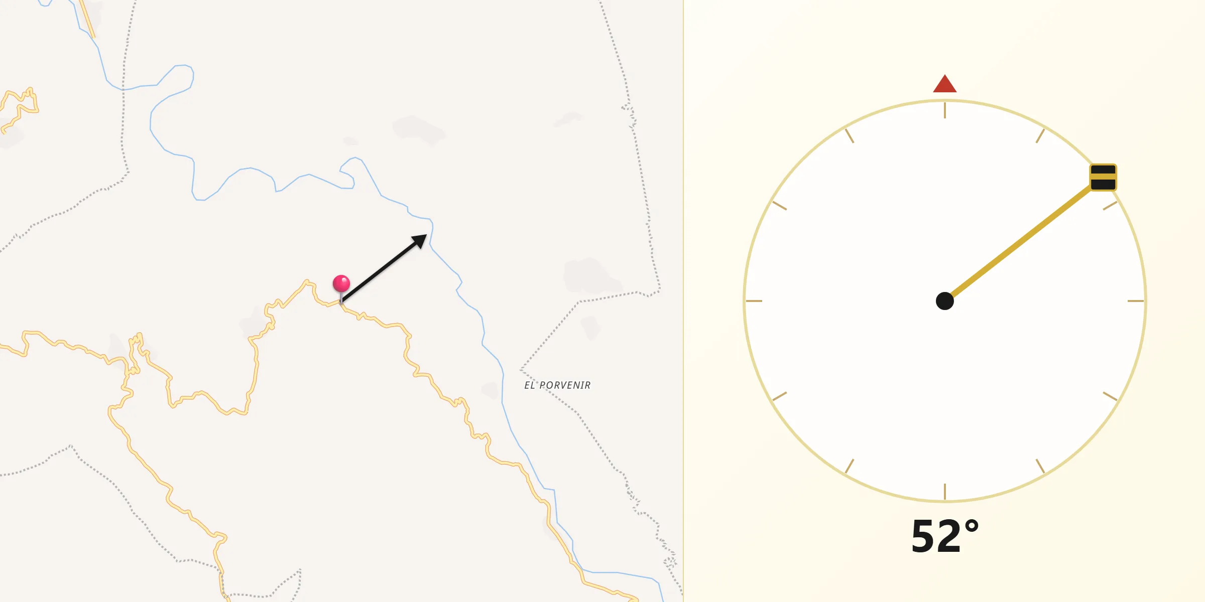 Dirección de la Qibla desde Moyos