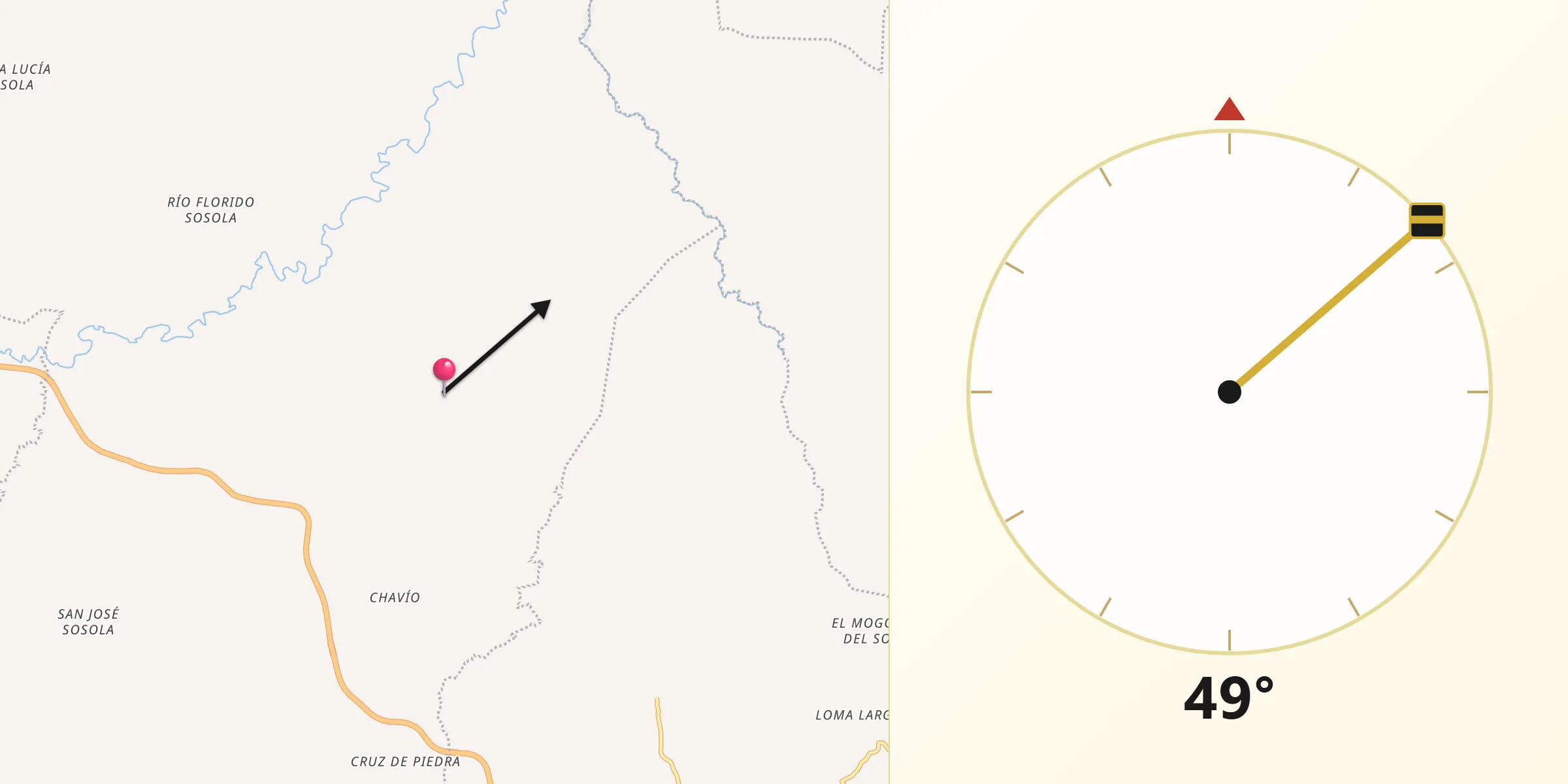 Dirección de la Qibla desde San Jerónimo Sosola