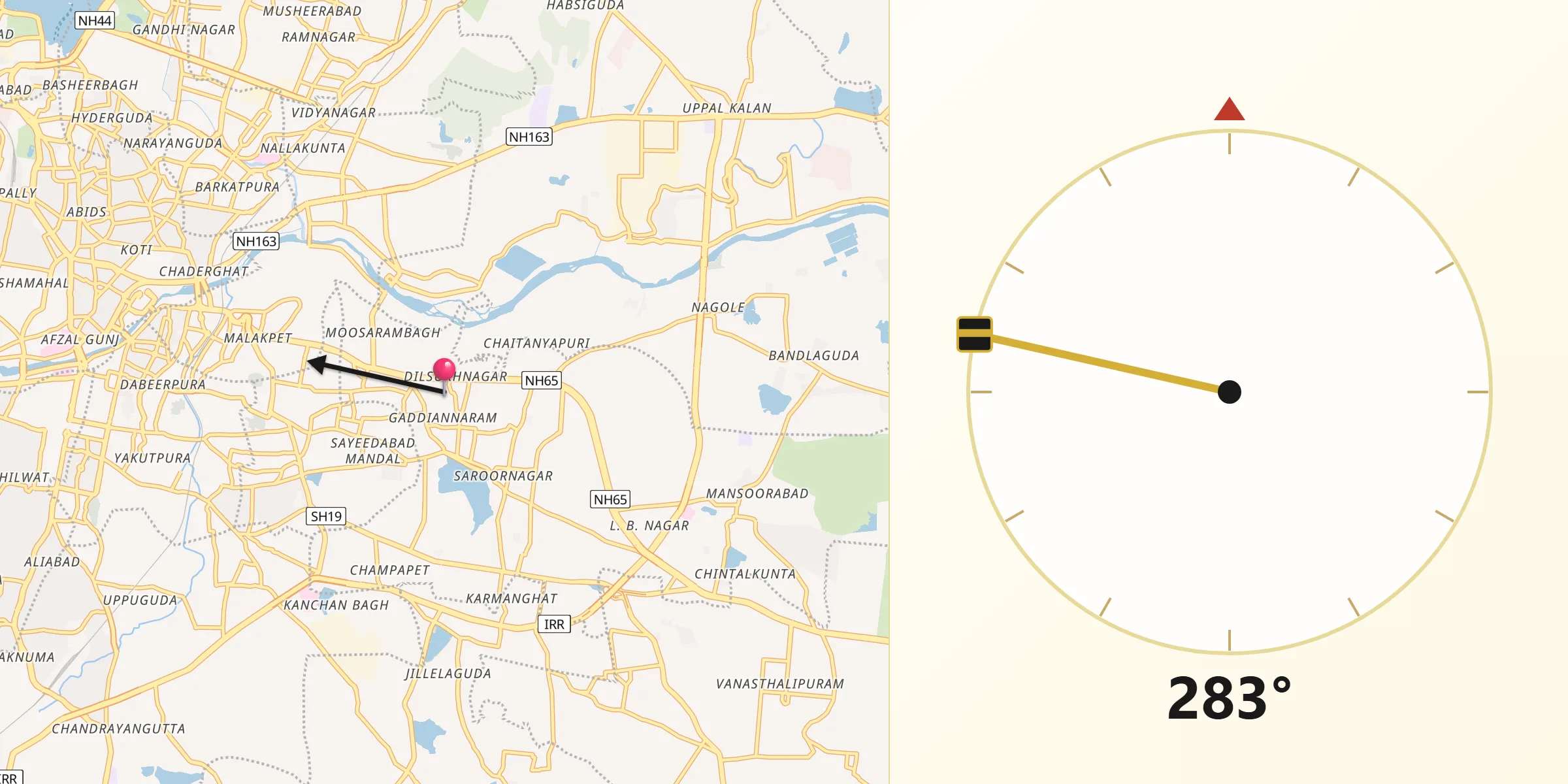 Qibla Direction from Gaddi Annaram