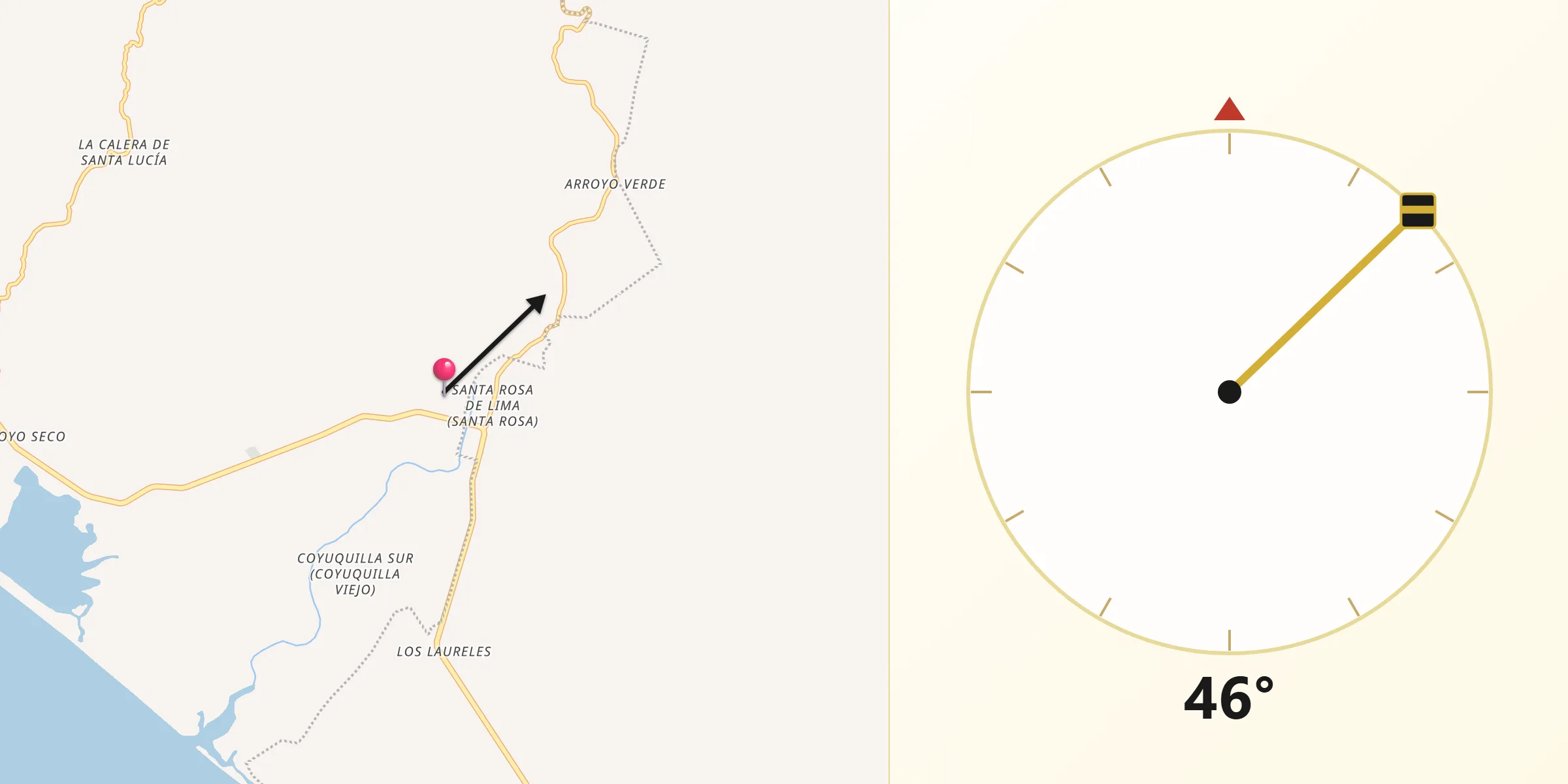 Dirección de la Qibla desde Coyuquilla Norte