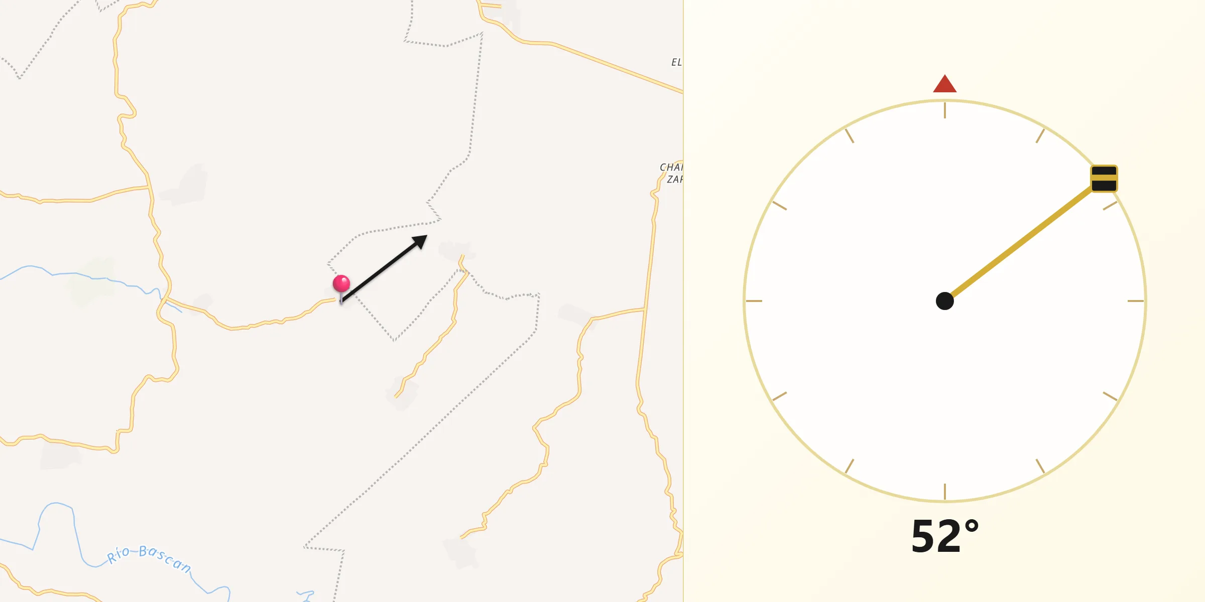 Dirección de la Qibla desde Estrella de Belén