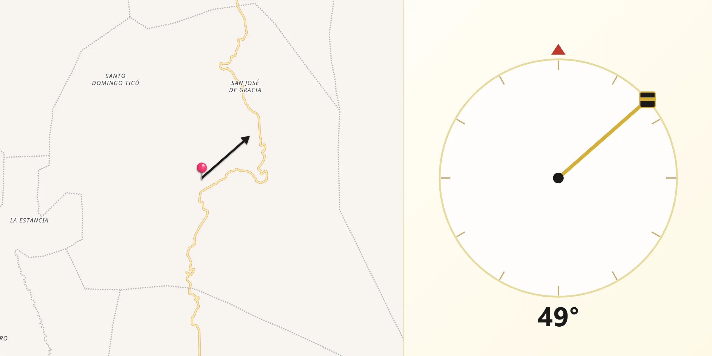 Dirección de la Qibla desde Santa María Nduayaco