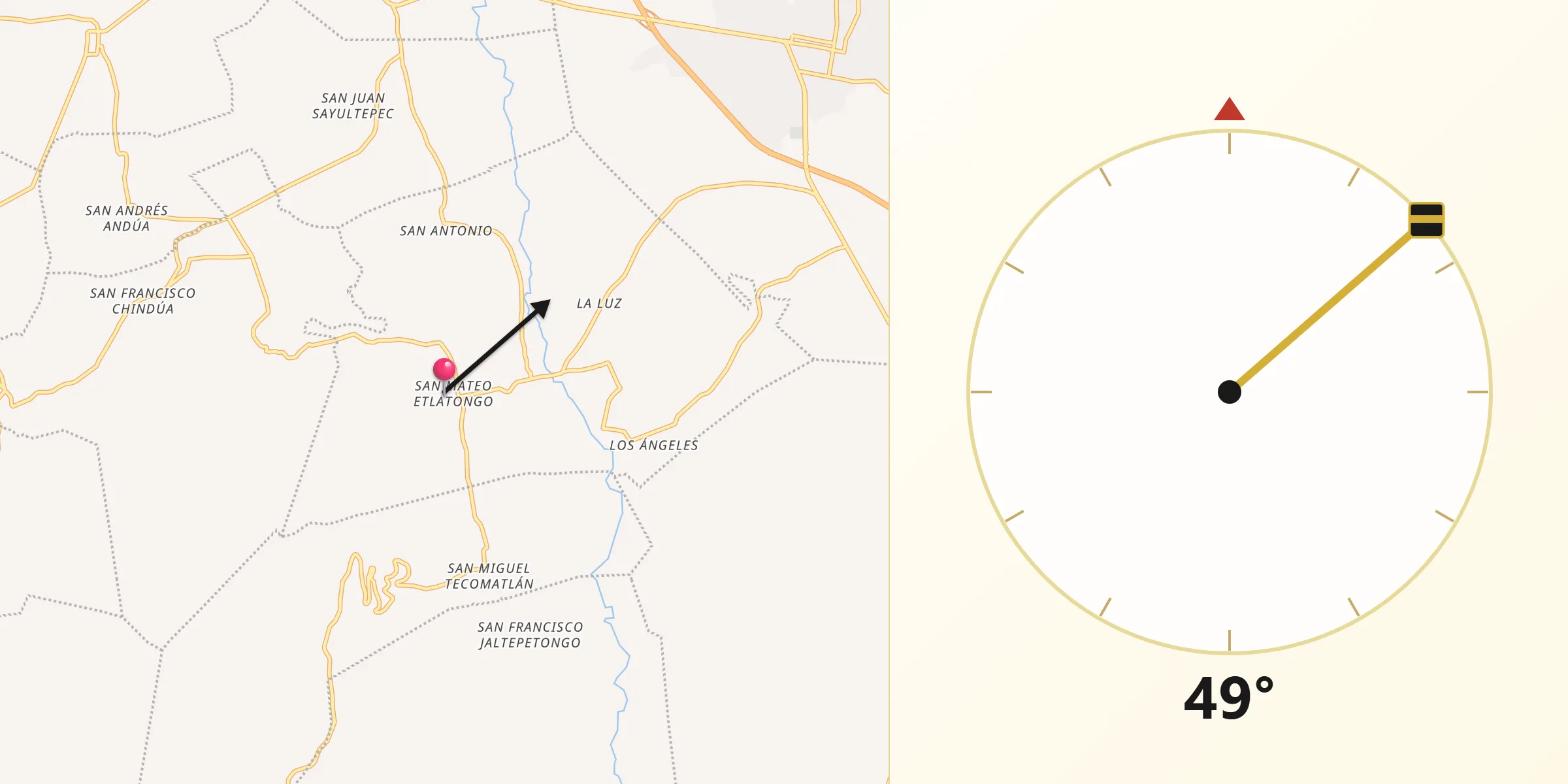 Dirección de la Qibla desde San Mateo Etlatongo