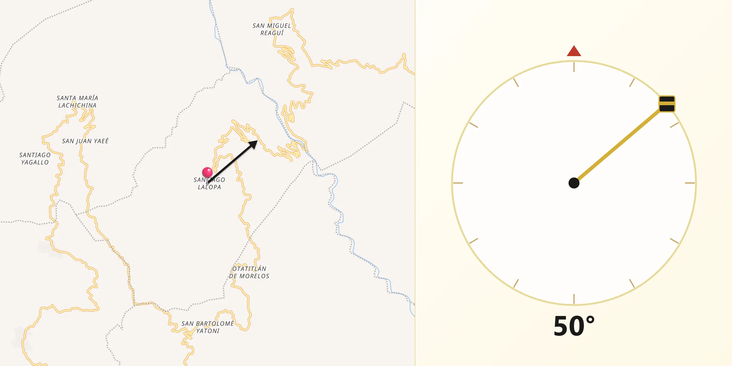 Dirección de la Qibla desde Santiago Lalopa
