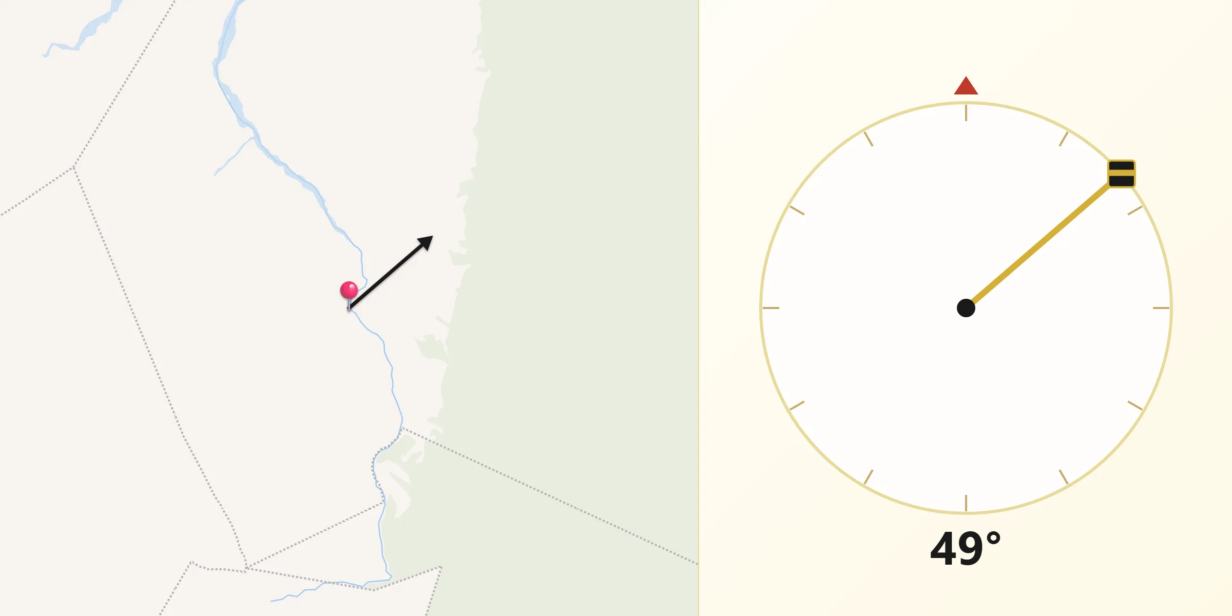 Dirección de la Qibla desde San Juan Bautista Jayacatlán