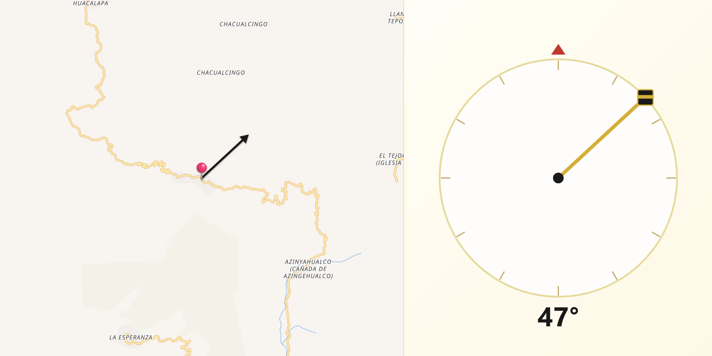 Dirección de la Qibla desde El Fresno