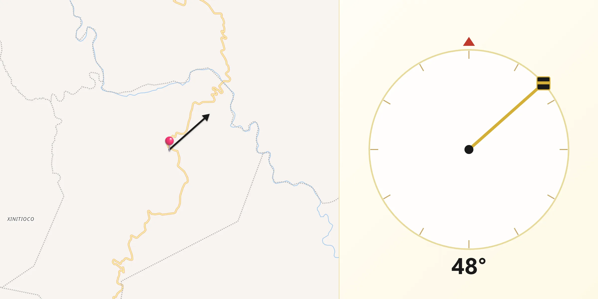 Dirección de la Qibla desde Santos Reyes Tepejillo