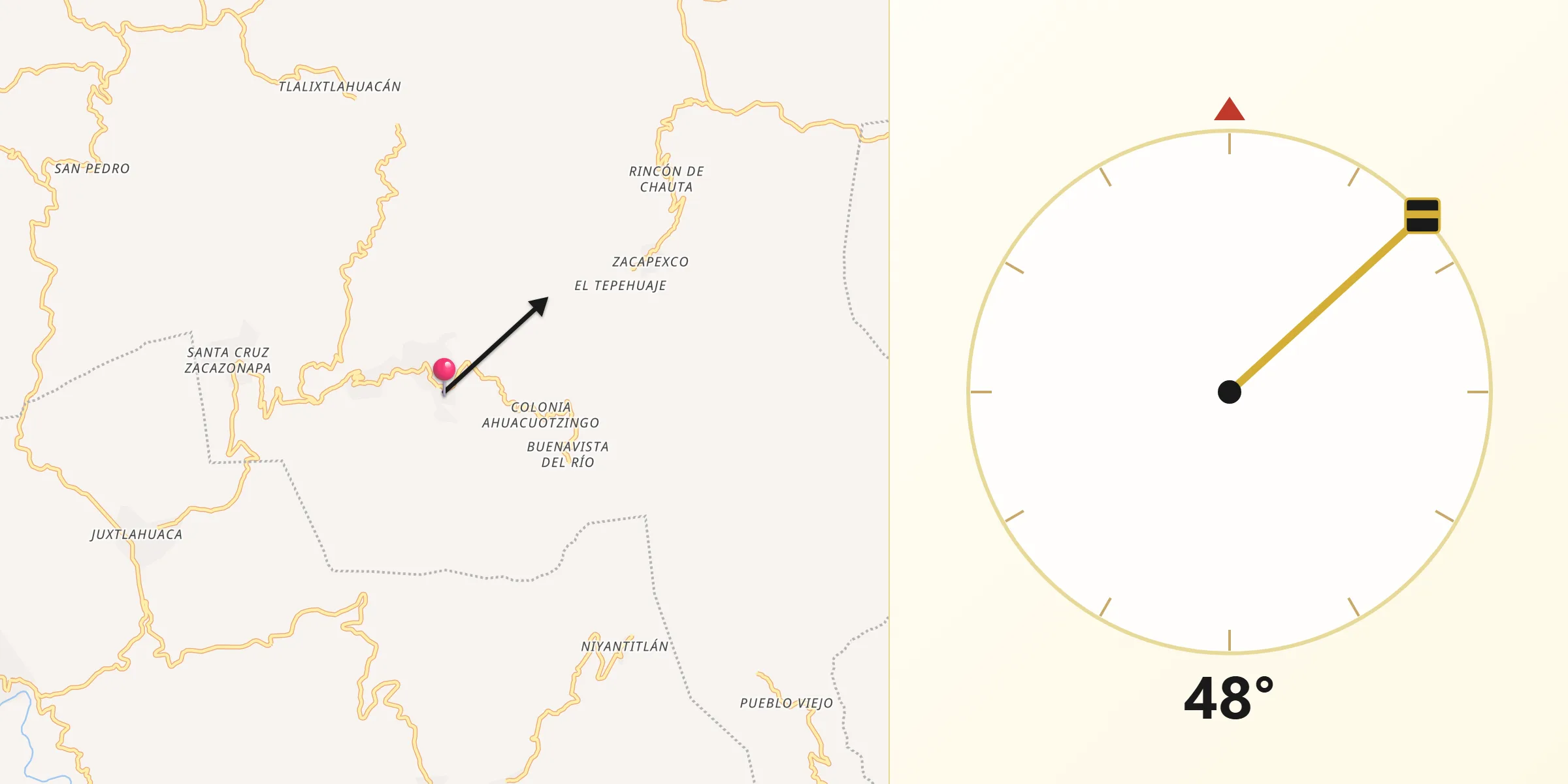 Dirección de la Qibla desde Zelocotitlán