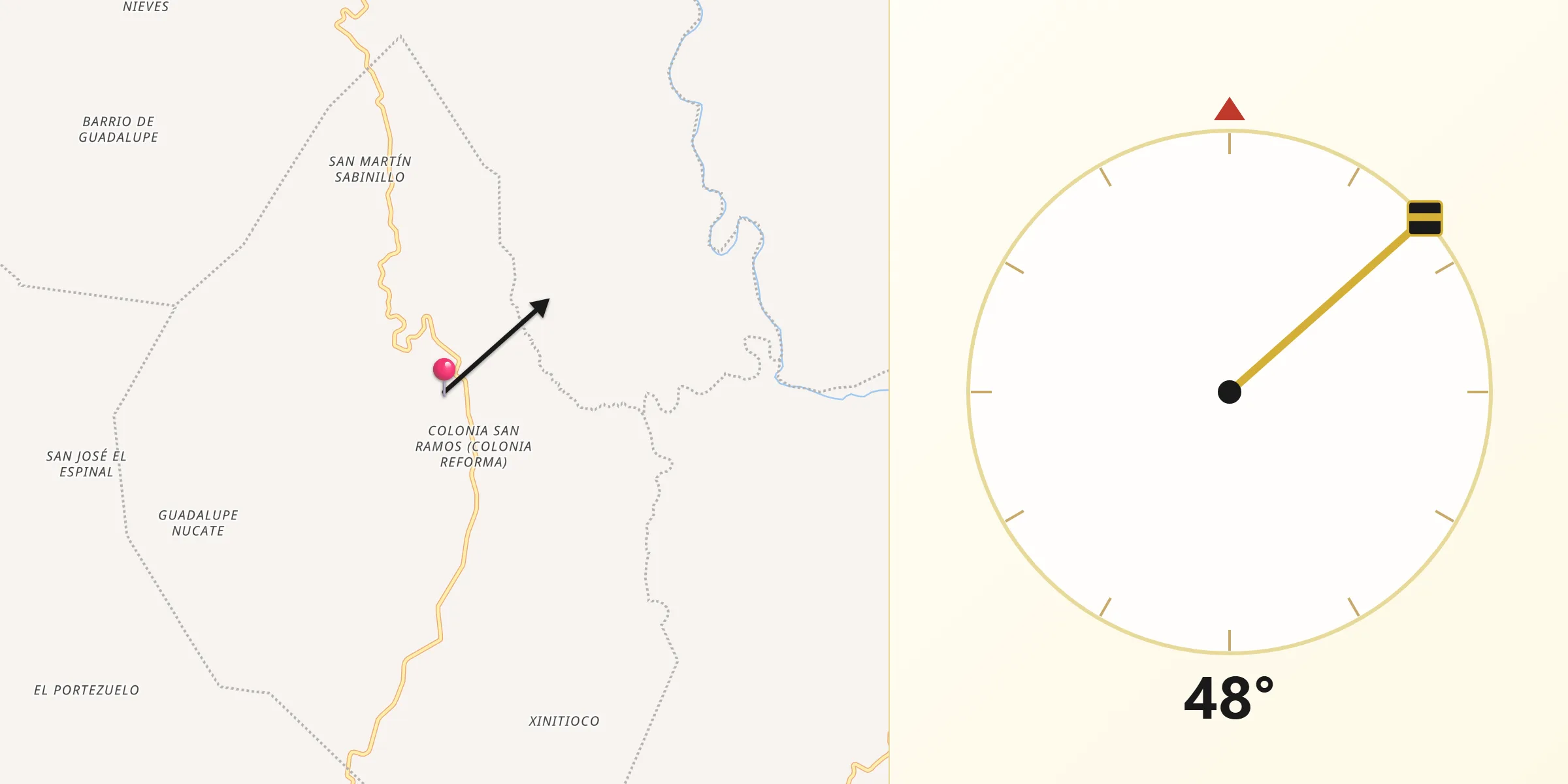 Dirección de la Qibla desde San Miguel Tlacotepec
