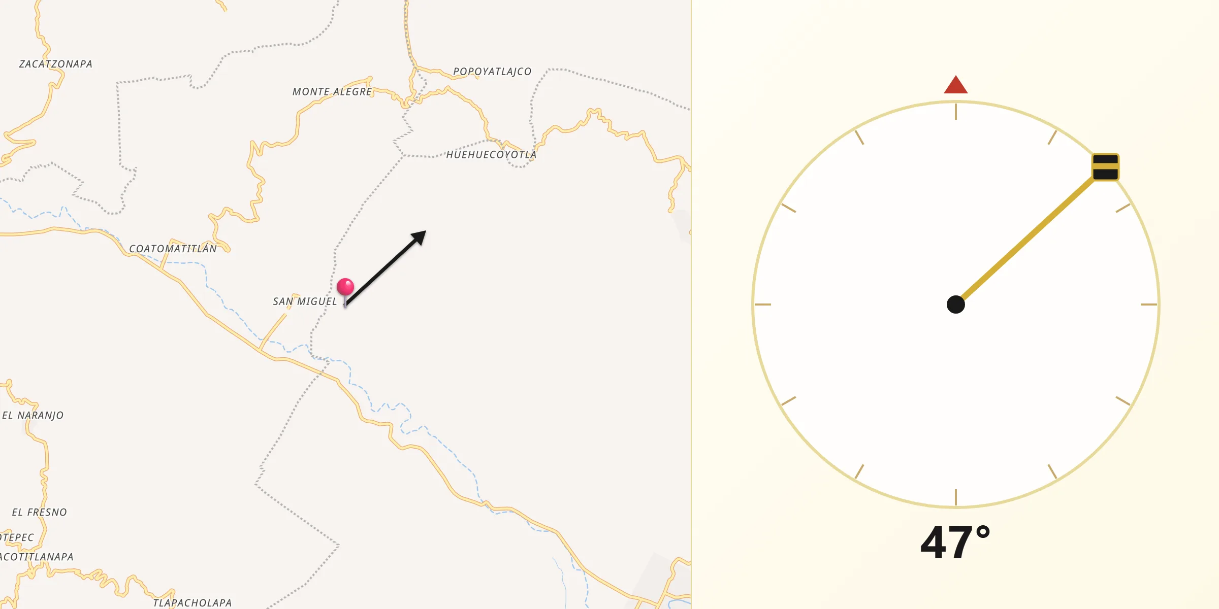 Dirección de la Qibla desde San Martín