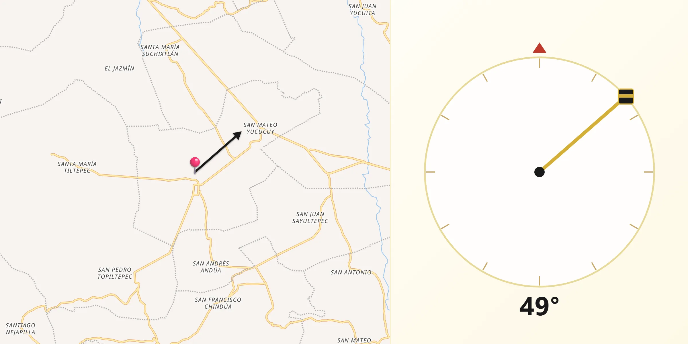 Dirección de la Qibla desde Santiago Tillo