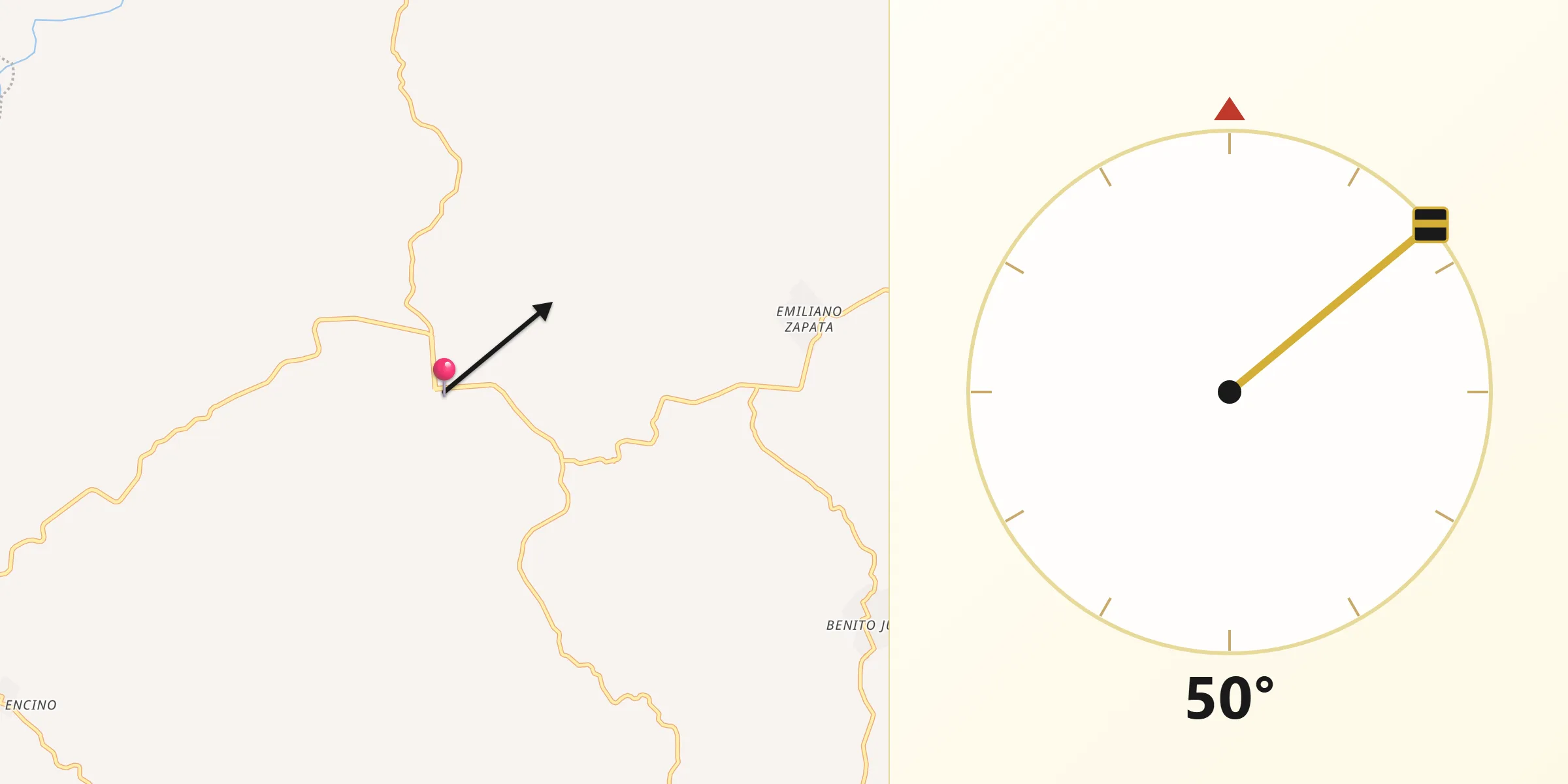 Dirección de la Qibla desde El Porvenir