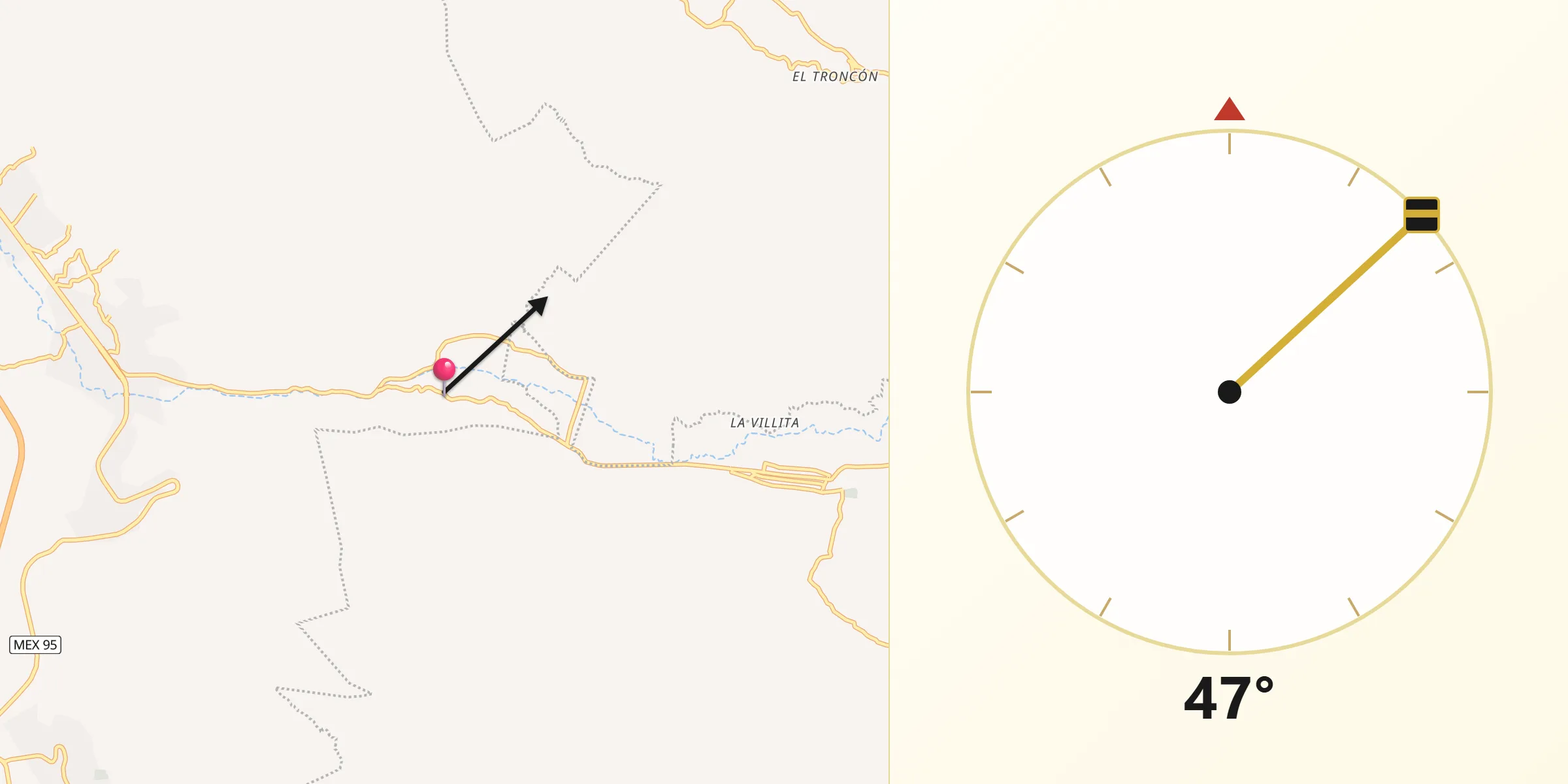 Dirección de la Qibla desde Tepechicotlán