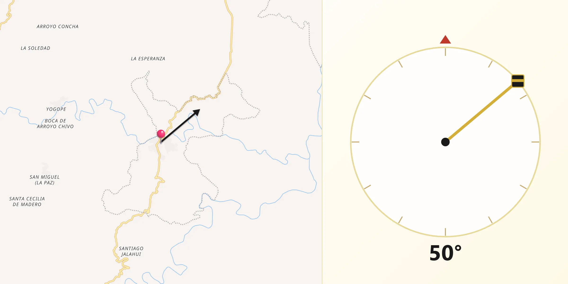 Dirección de la Qibla desde San Juan del Río