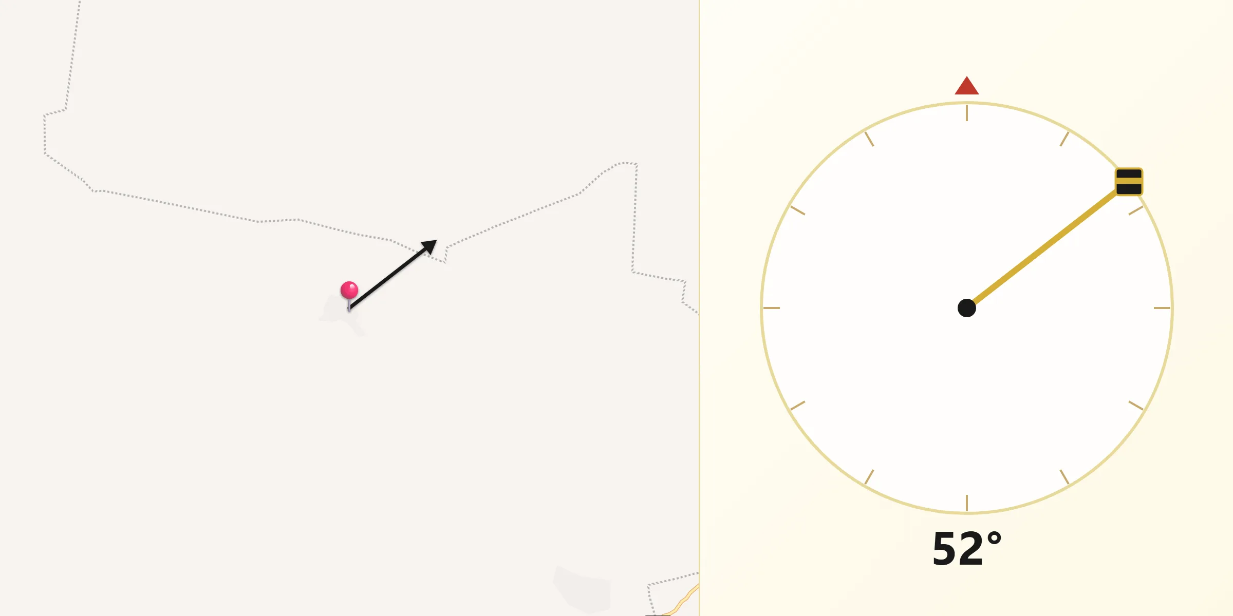 Dirección de la Qibla desde Usipa