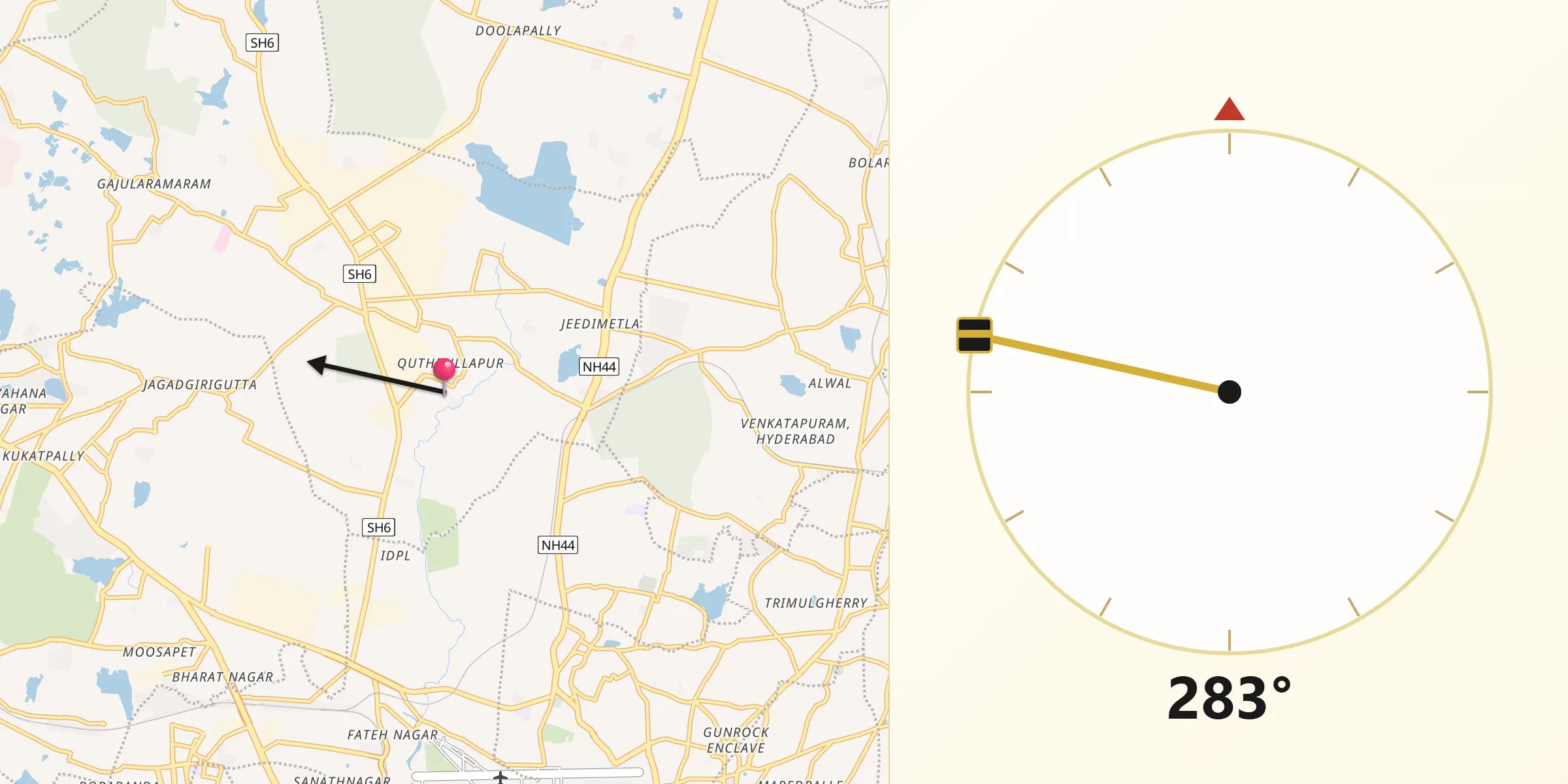 Qibla Direction from Quthbullapur