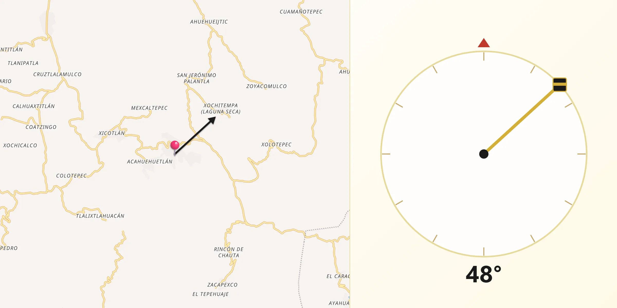 Dirección de la Qibla desde Alcozacán