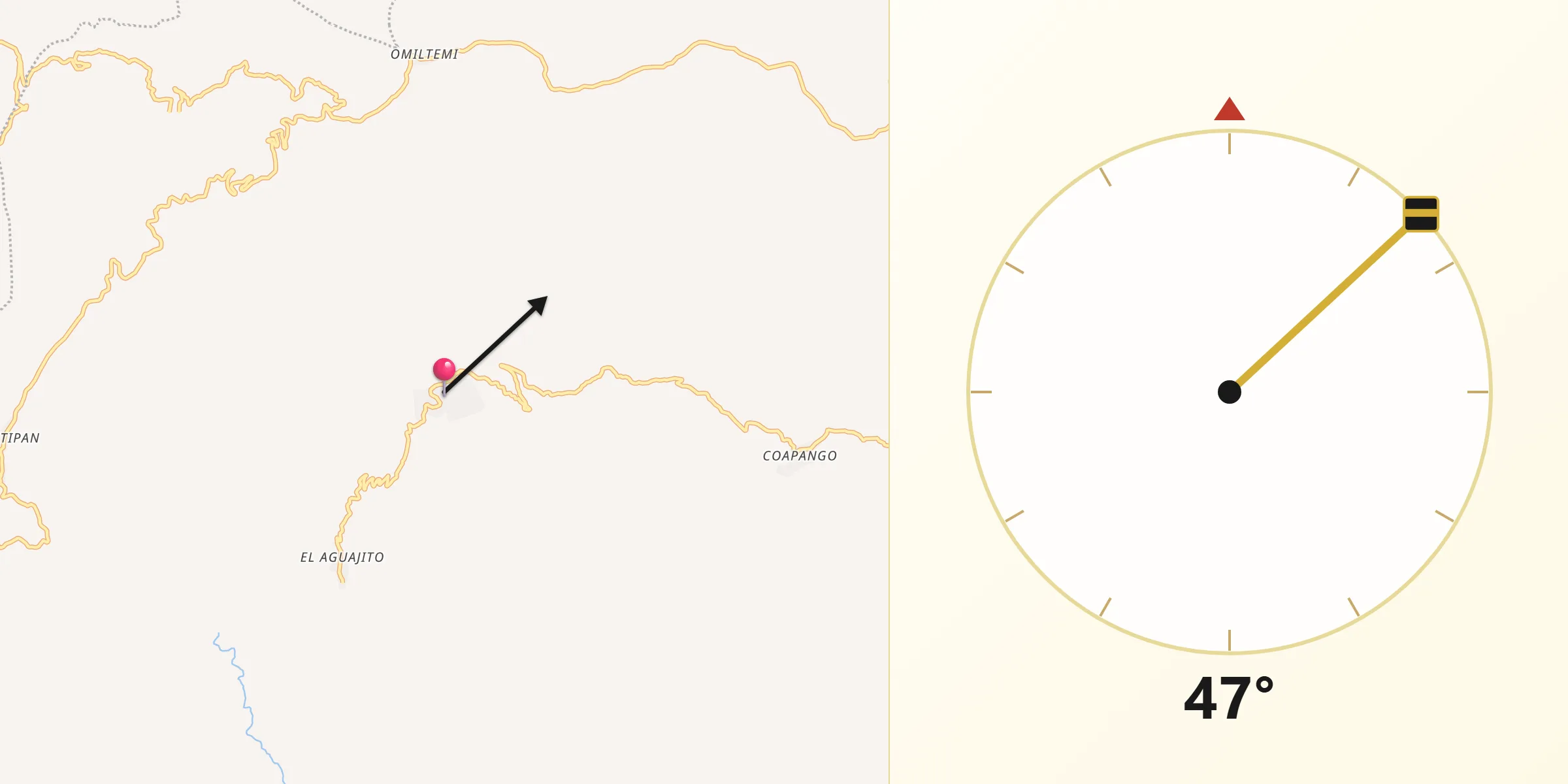 Dirección de la Qibla desde San Vicente