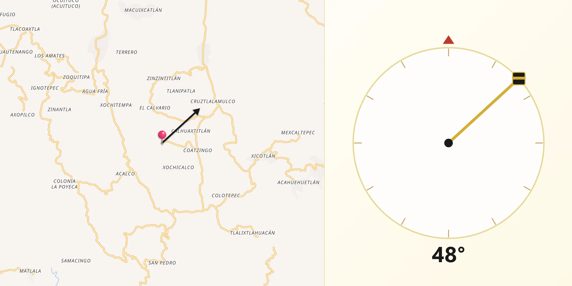 Dirección de la Qibla desde Zizicazapa