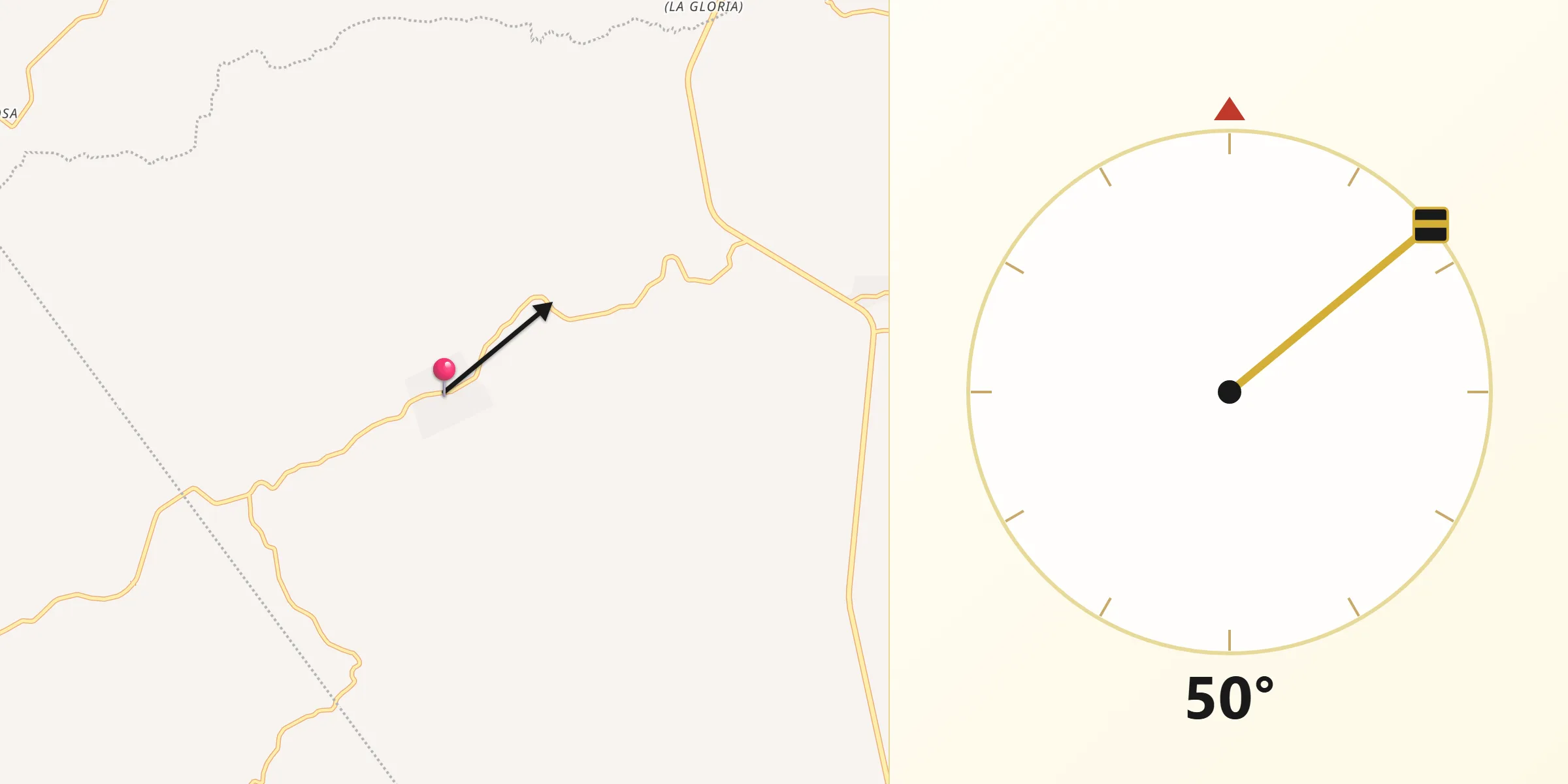 Dirección de la Qibla desde El Paraíso