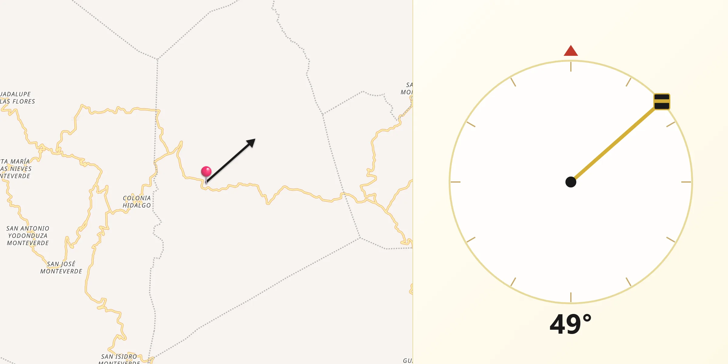 Dirección de la Qibla desde Santa María Chilapa de Díaz
