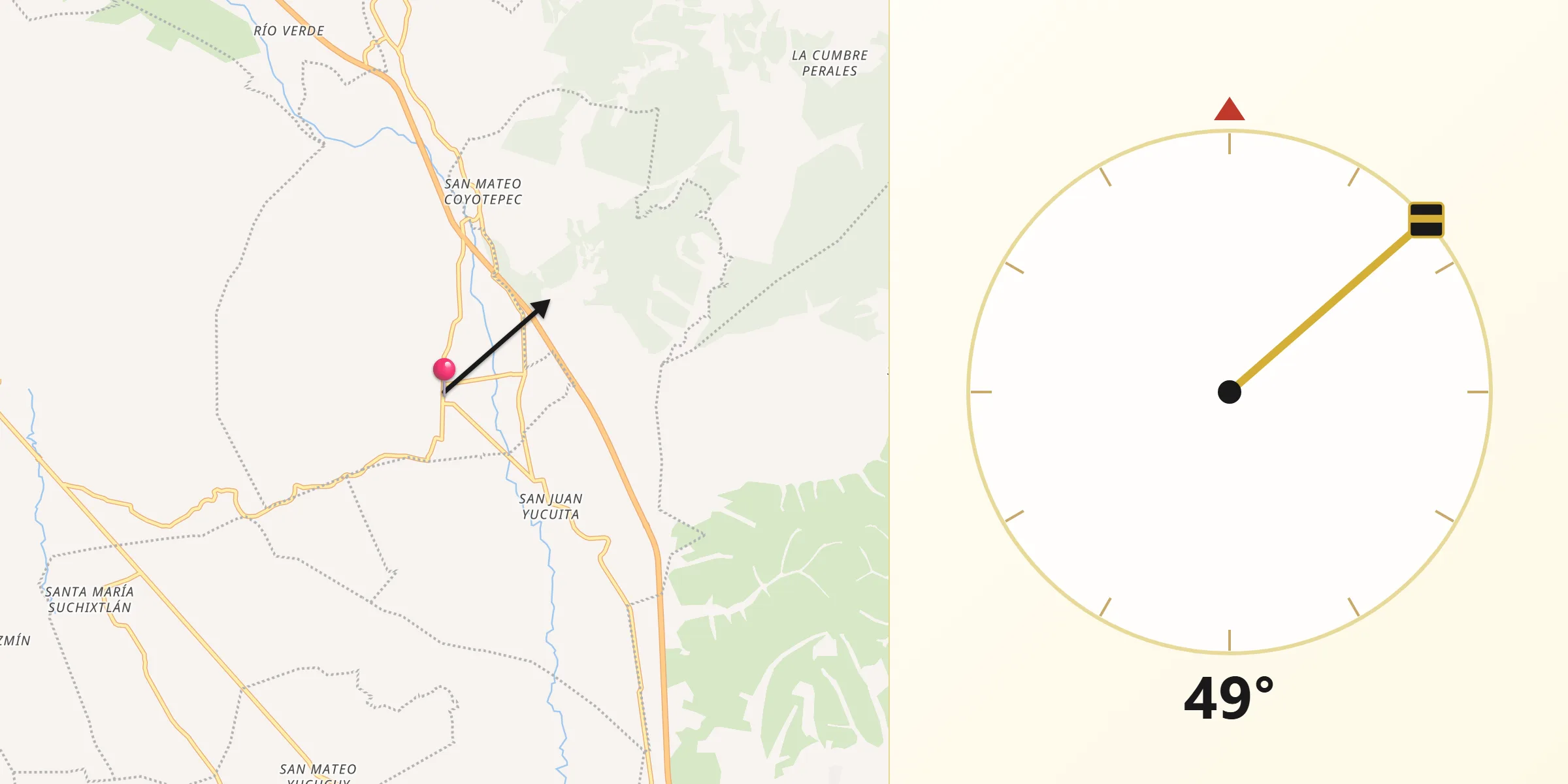 Dirección de la Qibla desde Santa María Chachoápam