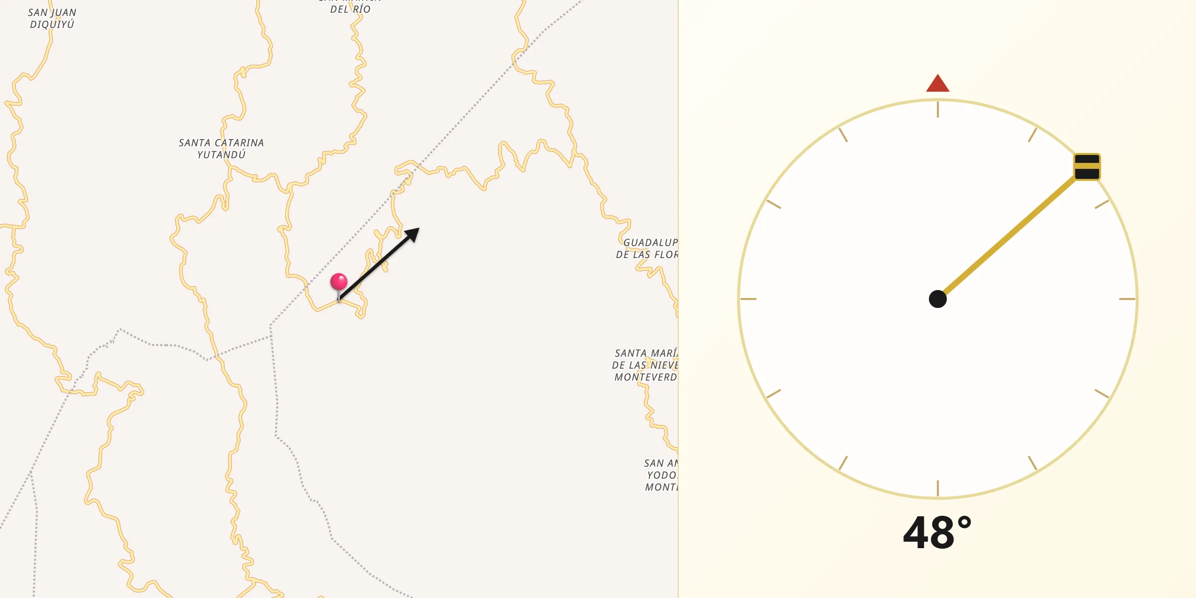 Dirección de la Qibla desde San Miguel Monteverde