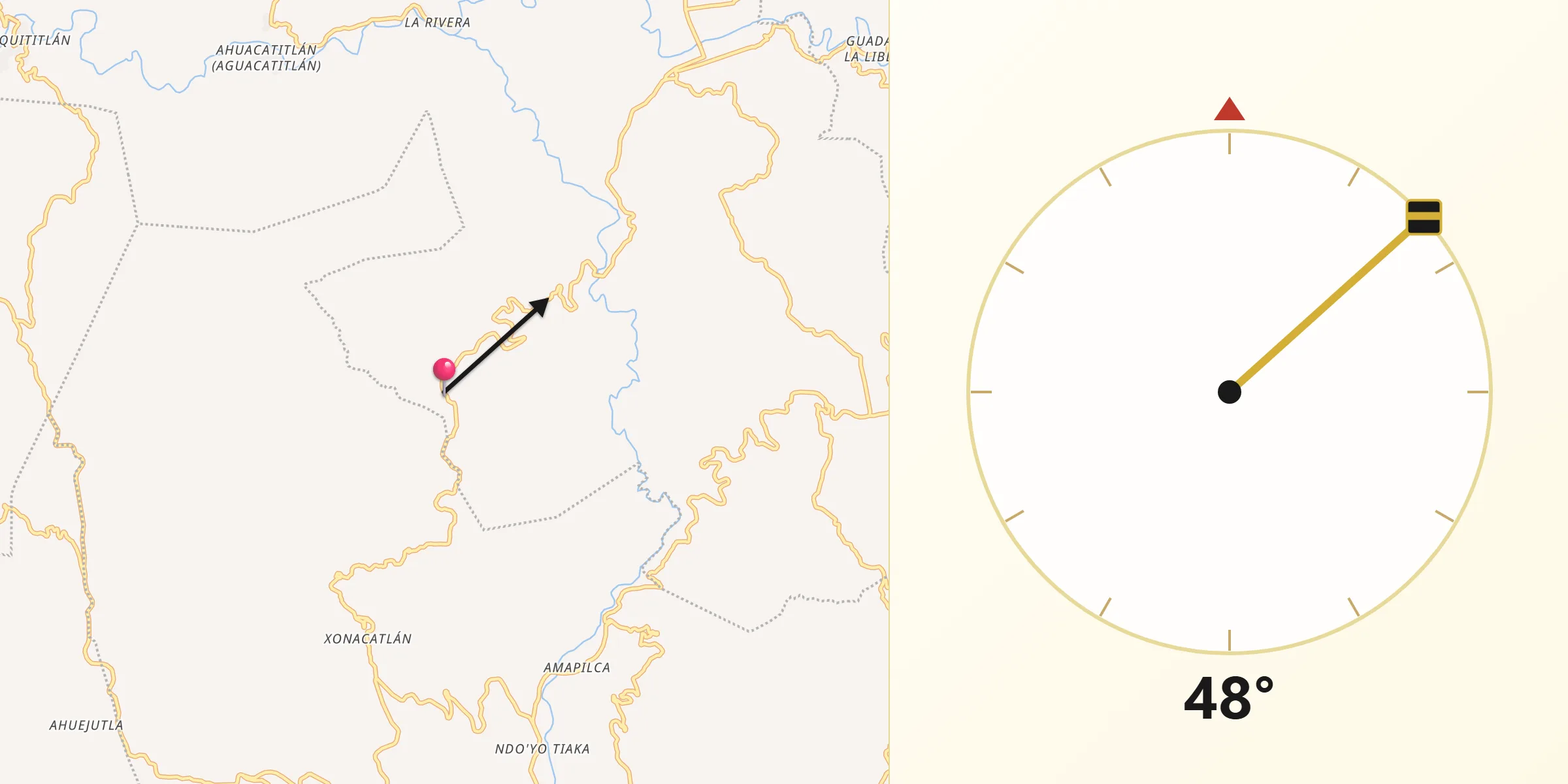 Dirección de la Qibla desde Santa Cruz