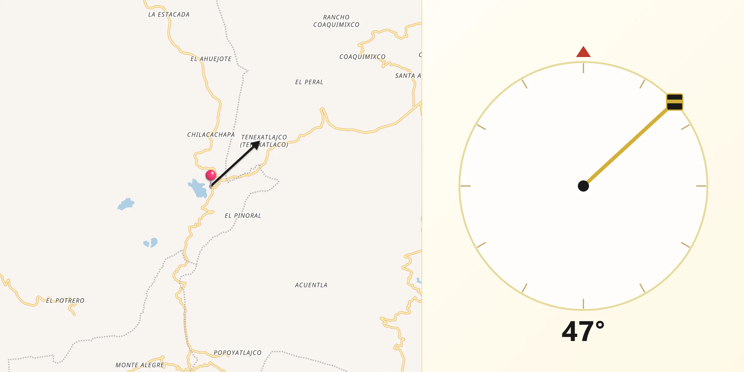 Dirección de la Qibla desde Zoquiapa
