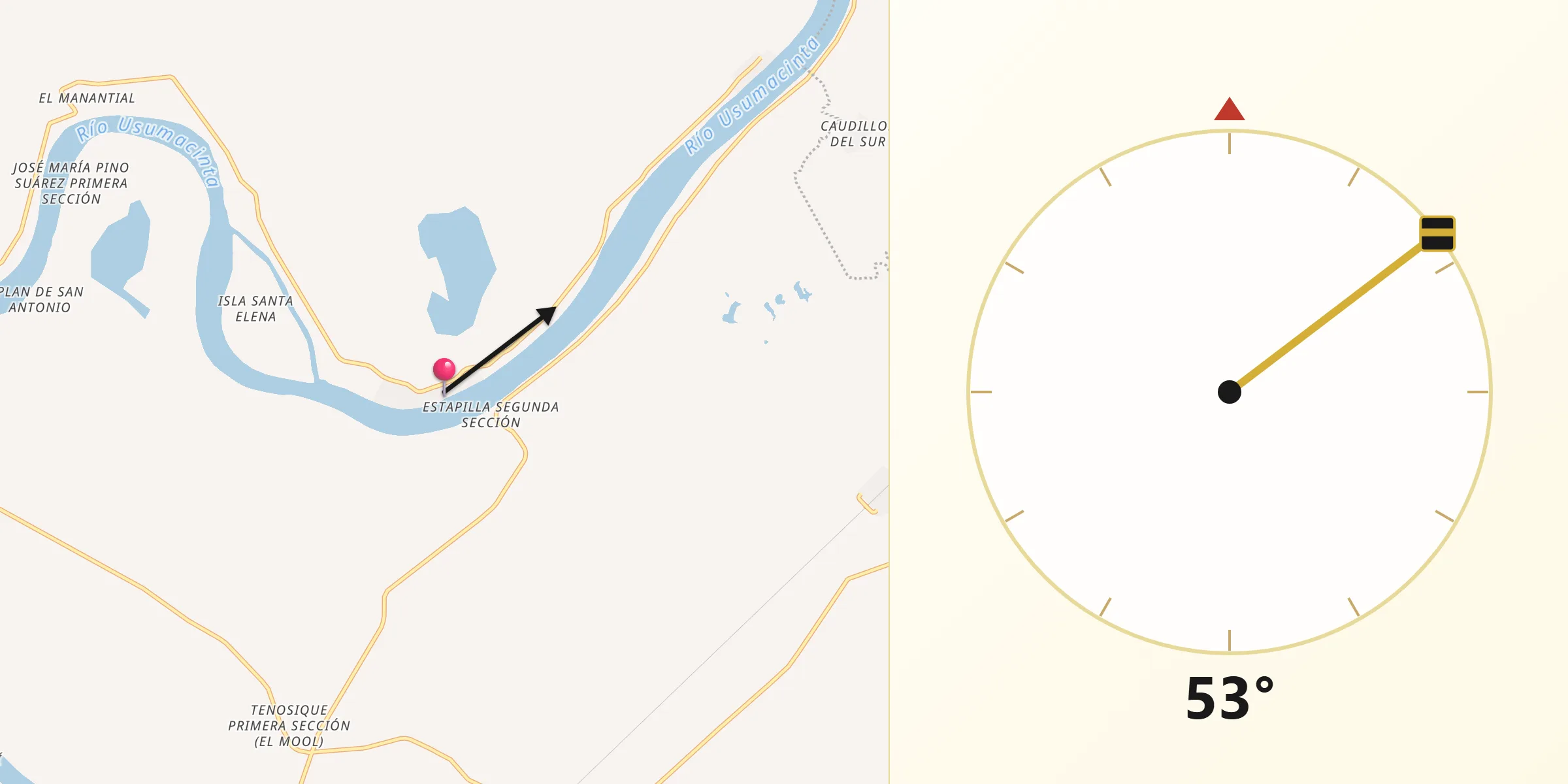 Dirección de la Qibla desde Estapilla