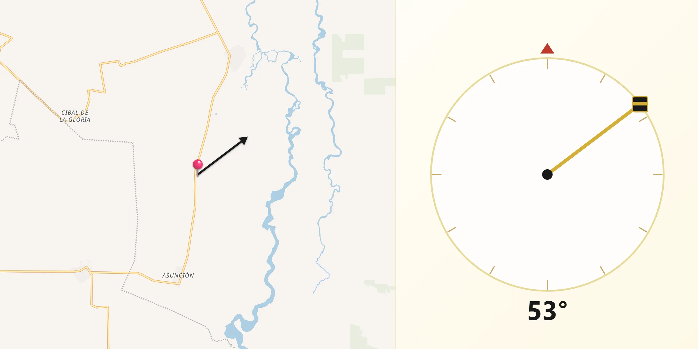 Dirección de la Qibla desde San Carlos