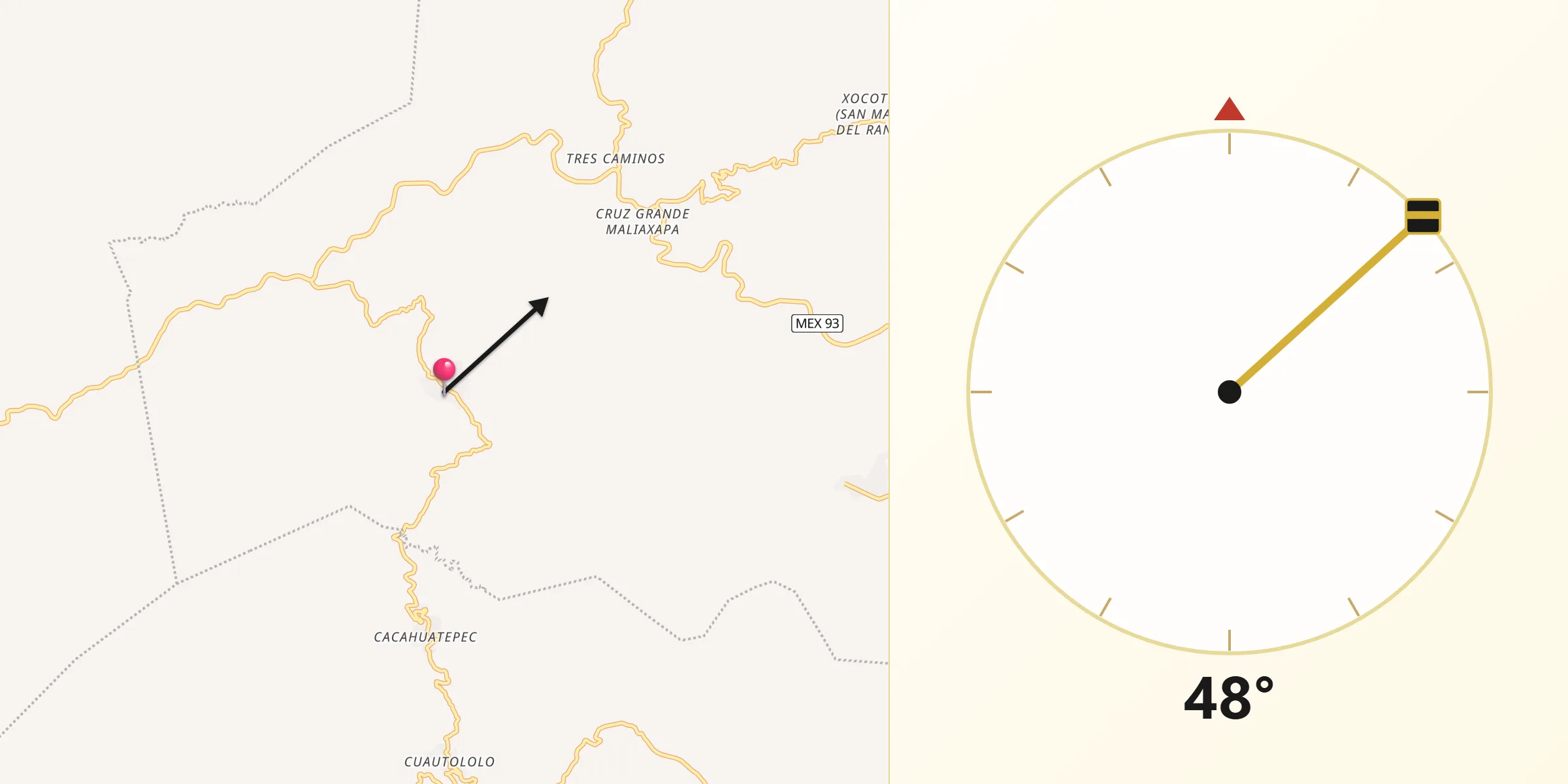Dirección de la Qibla desde Ayotzinapa