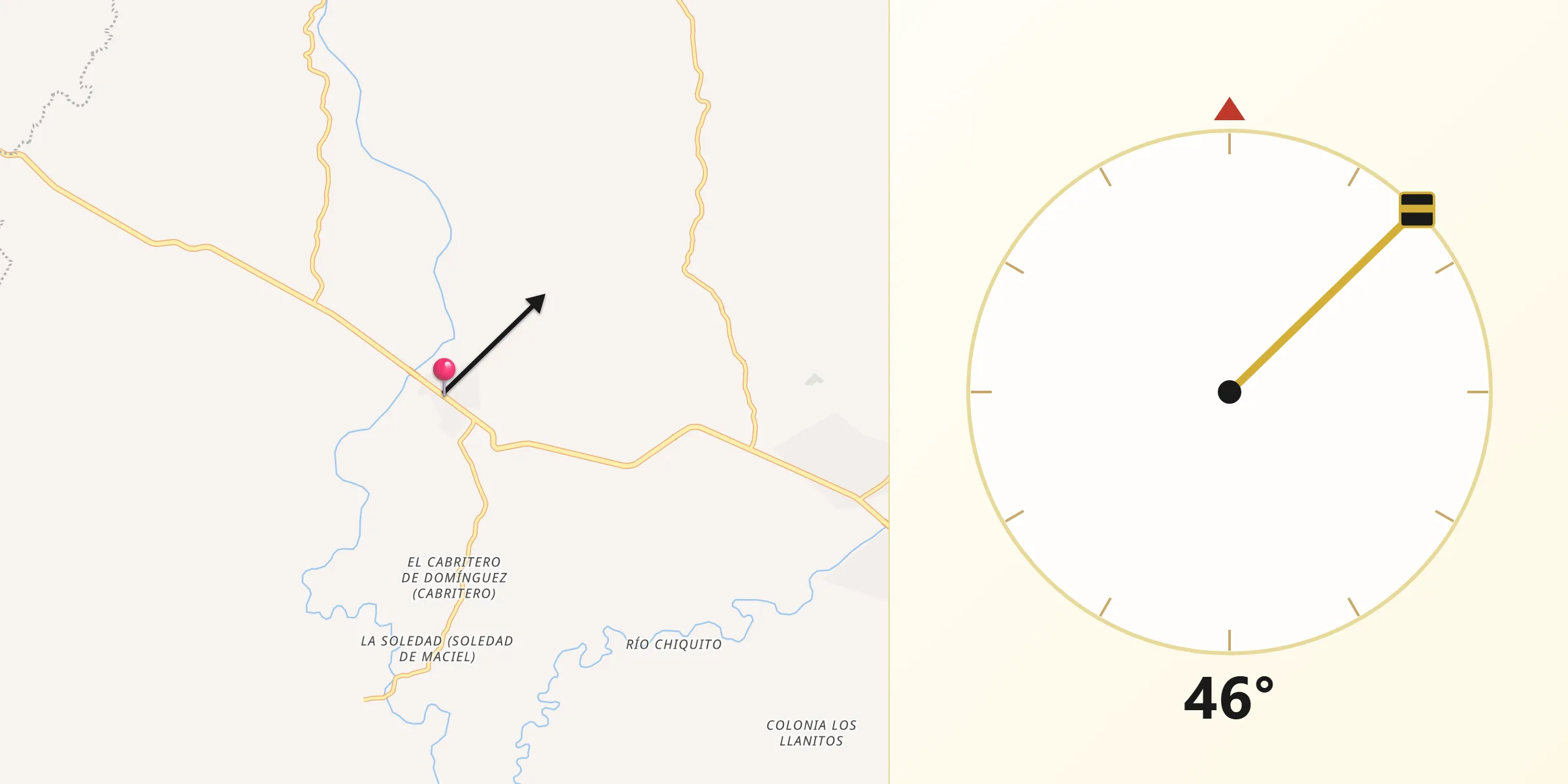 Dirección de la Qibla desde Palos Blancos
